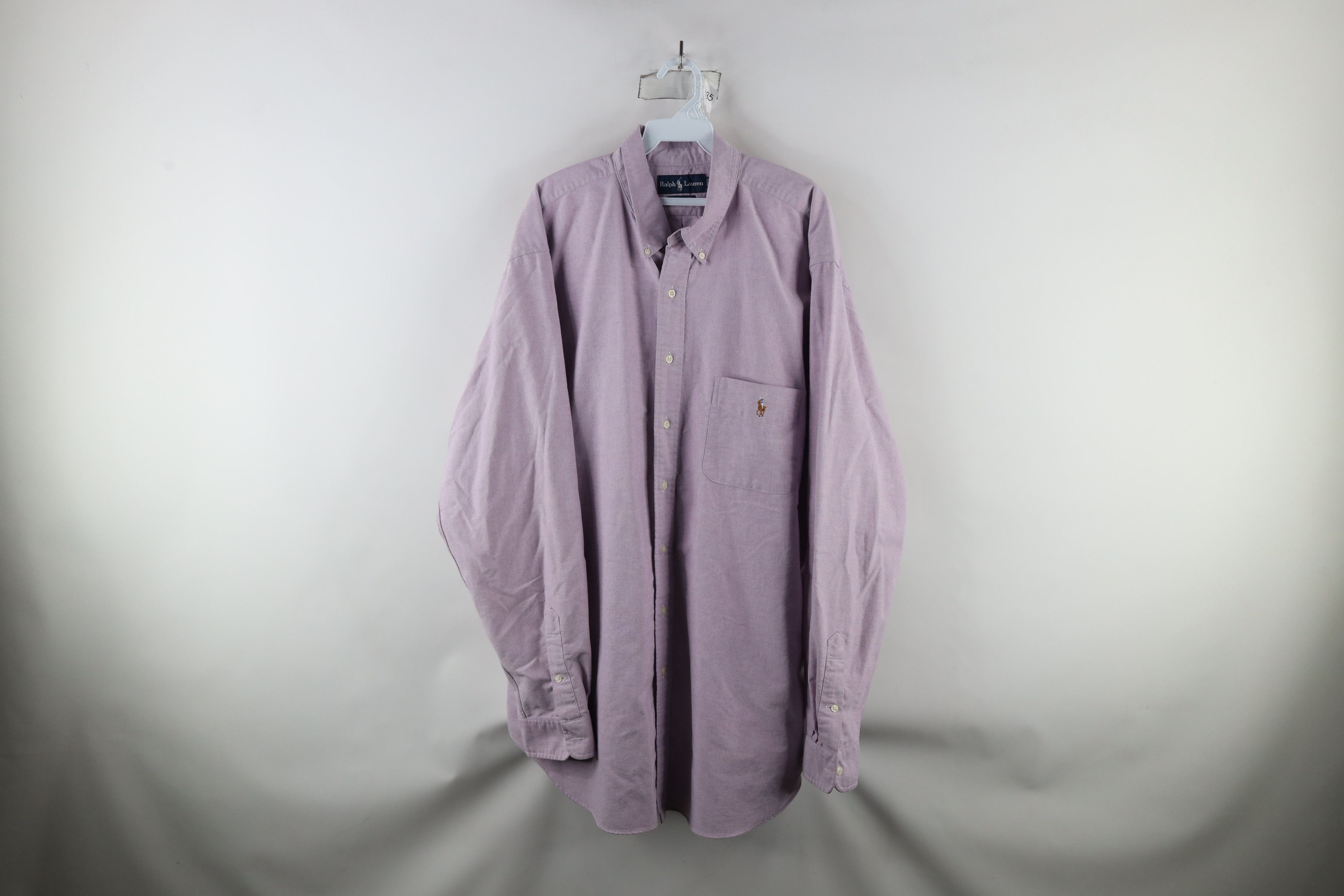 Ralph Lauren × Vintage Vintage 90s Ralph Lauren Fit Oxford Button Down Shirt Purple Size US XL / EU 56 / 4 - 1 Thumbnail