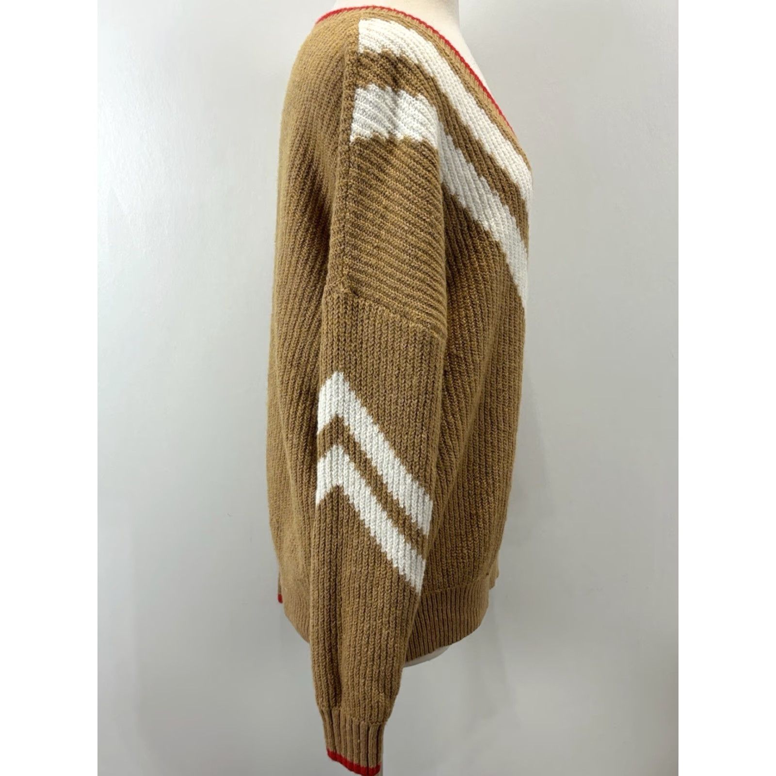 Vintage VINTAGE Maeve Pullover Sweater Women's Medium Brown Slouchy Deep V-Neck Long Sleeve Bohemian Preppy Fall Winter Size M / US 6-8 / IT 42-44 - 4 Thumbnail