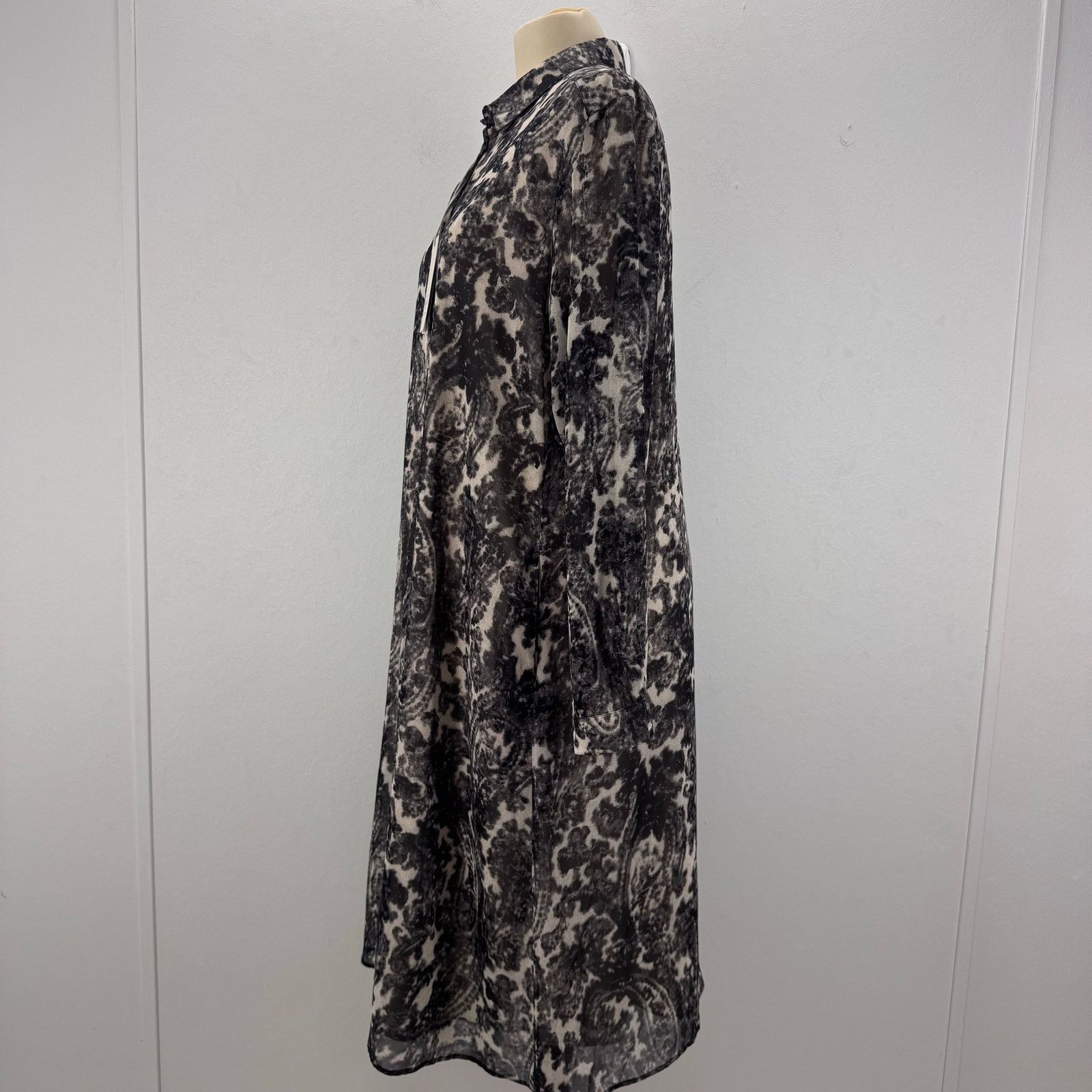 Marina Rinaldi Marina Rinaldi Grey Chiffon Button Down Printed Dress sz 14 Size XL / US 12-14 / IT 48-50 - 3 Thumbnail