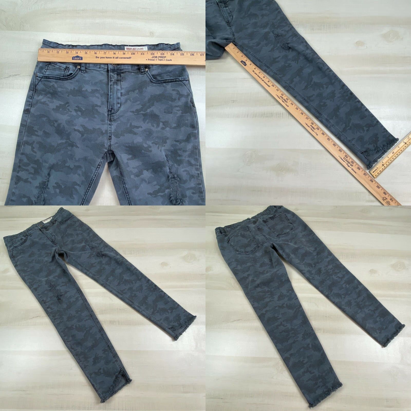 Vintage Wish List Womens Skinny Jeans XL Extra Large Gray Camo Distressed Size 40" / US 18 - 8 Thumbnail