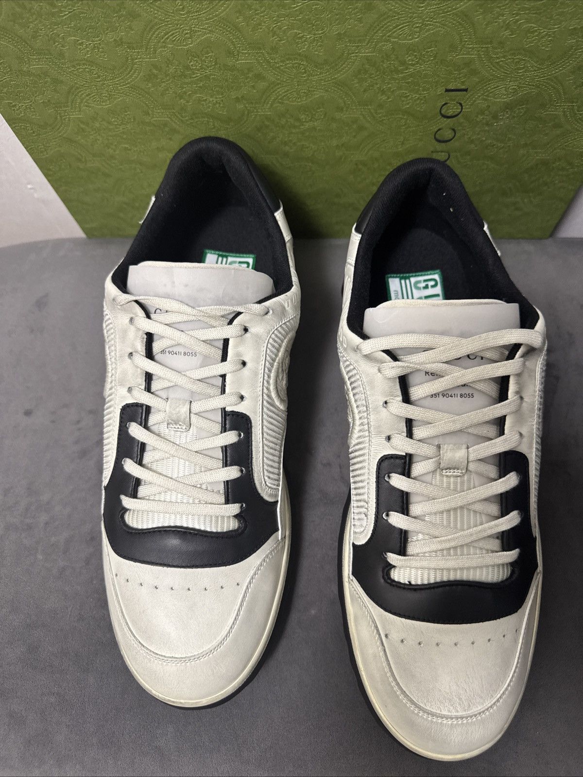 Gucci New Gucci GG Logo Sneakers Shoes Mac80 White Black Size US 12 / EU 45 - 3 Thumbnail