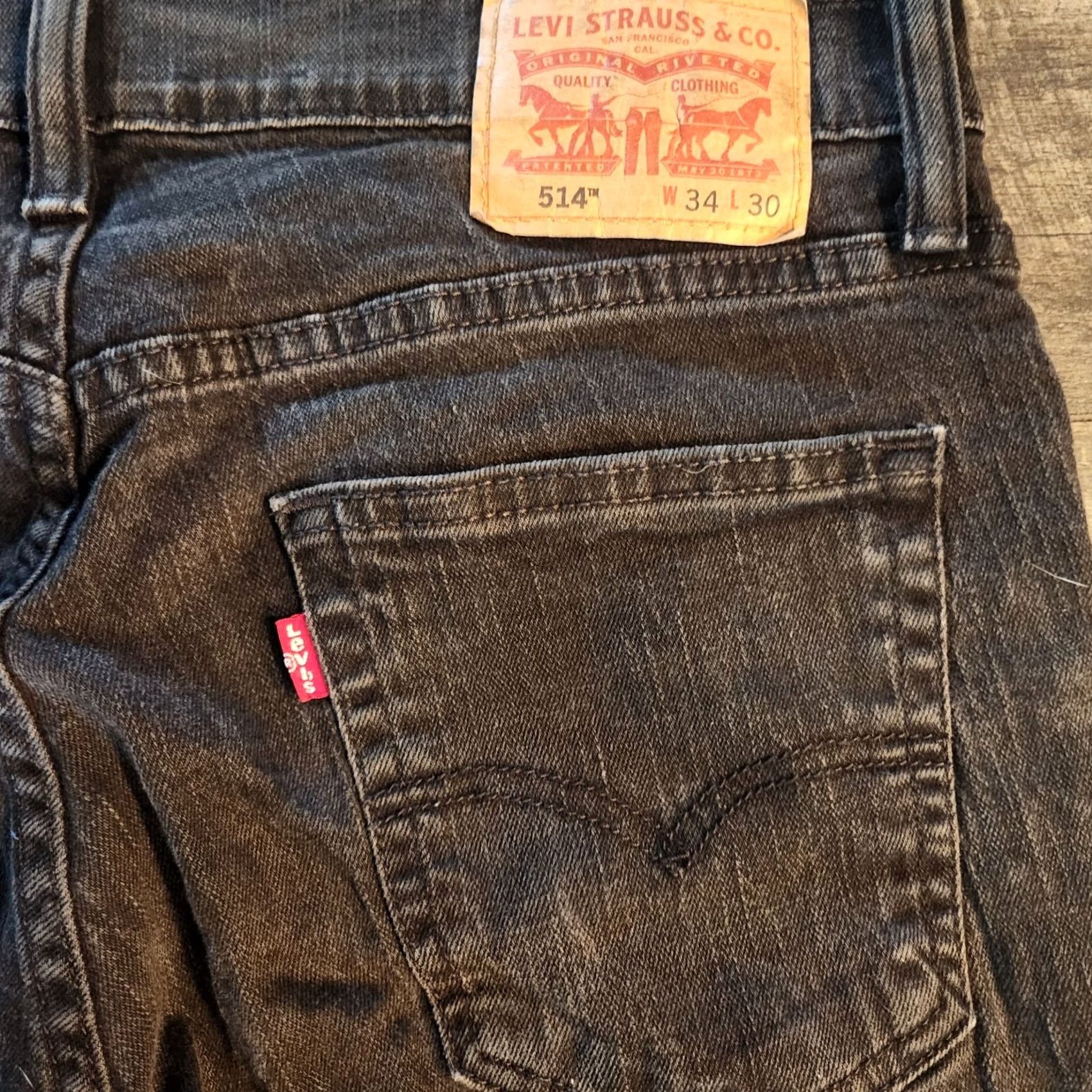Levi's Levi's 514 Jeans 34x30 Black Straight Denim Red Tab 5-Pocket Regular Fit Mens Jeans Size US 34 / EU 50 - 4 Thumbnail