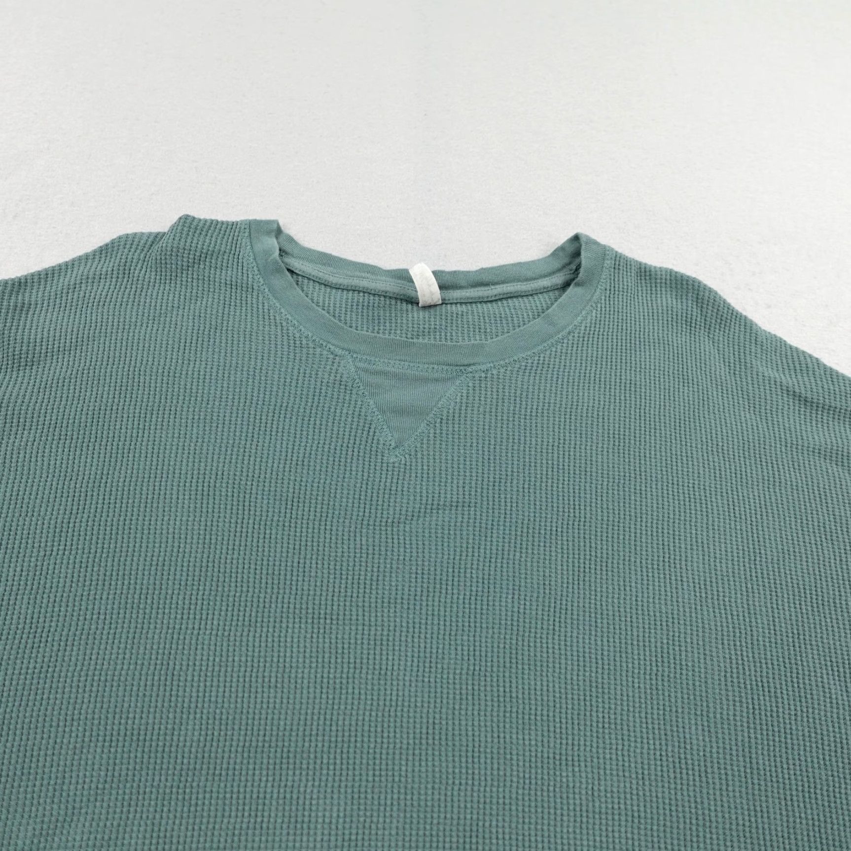 Free People Free People T-Shirt Women Small Green Waffle Knit Thermal Oversized Knit Cotton Bohemian Outdoor Womens Size S / US 4 / IT 40 - 2 Thumbnail