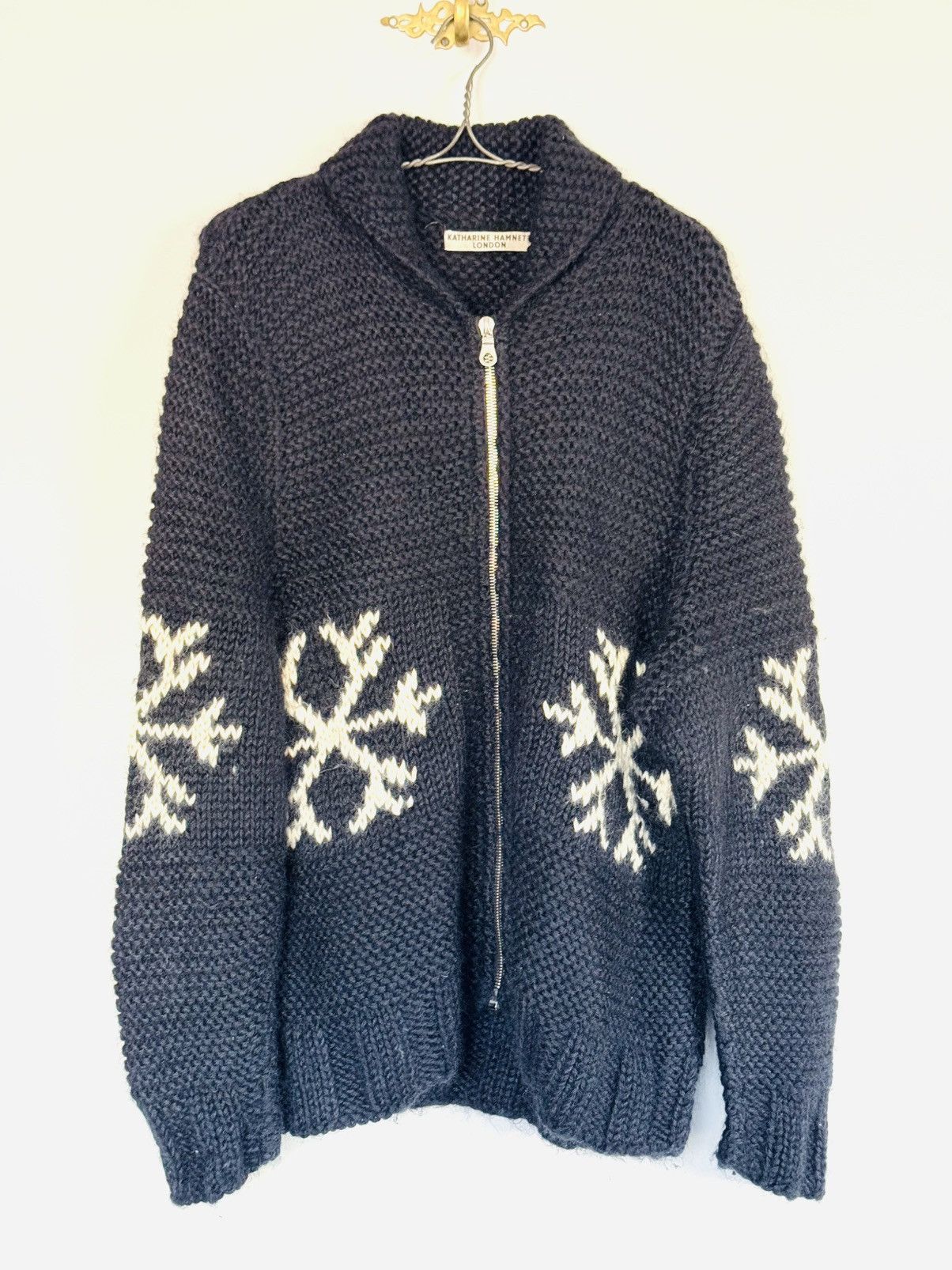 Katharine Hamnett London VTG Katharine Hamnett intarsia knit zip Cardigan Sz M Size US M / EU 48-50 / 2 - 6 Thumbnail