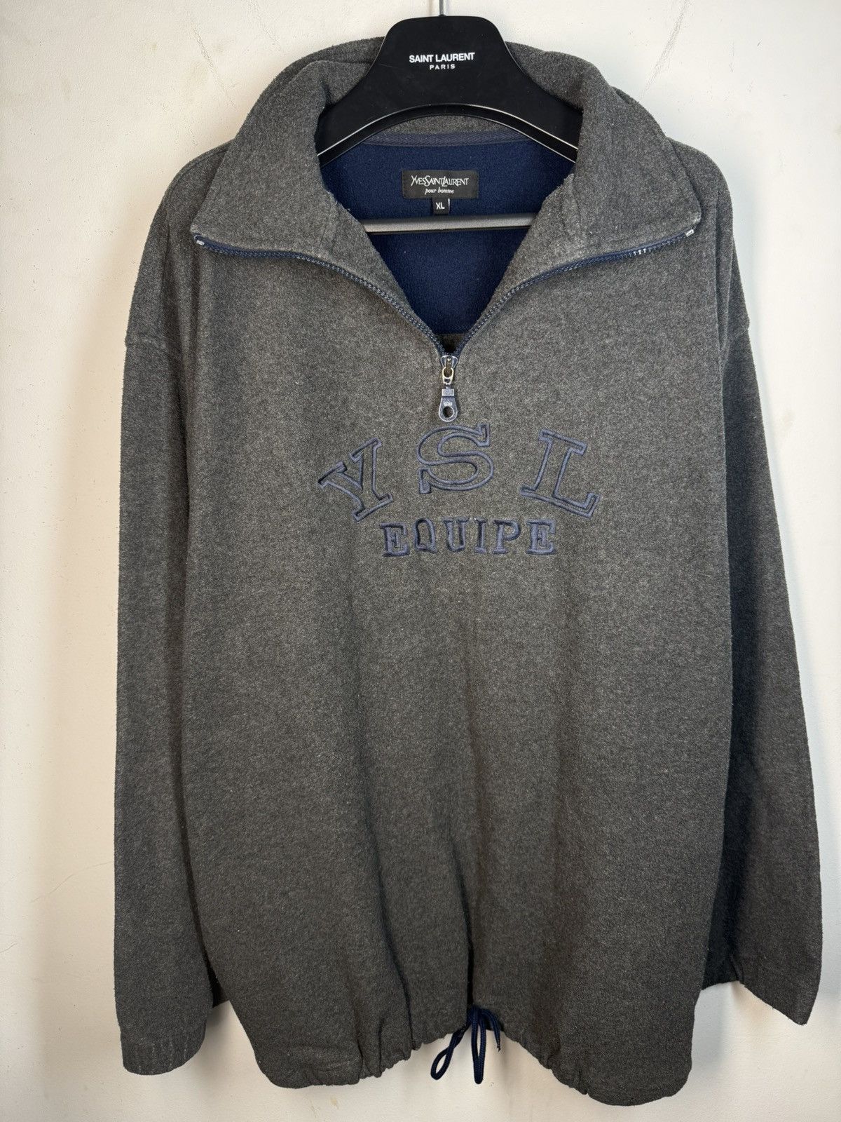 Yves Saint Laurent 90s Fleece YSL Sweatshirt Quarter Zip Vintage Yves Saint Size US XL / EU 56 / 4 - 2 Thumbnail