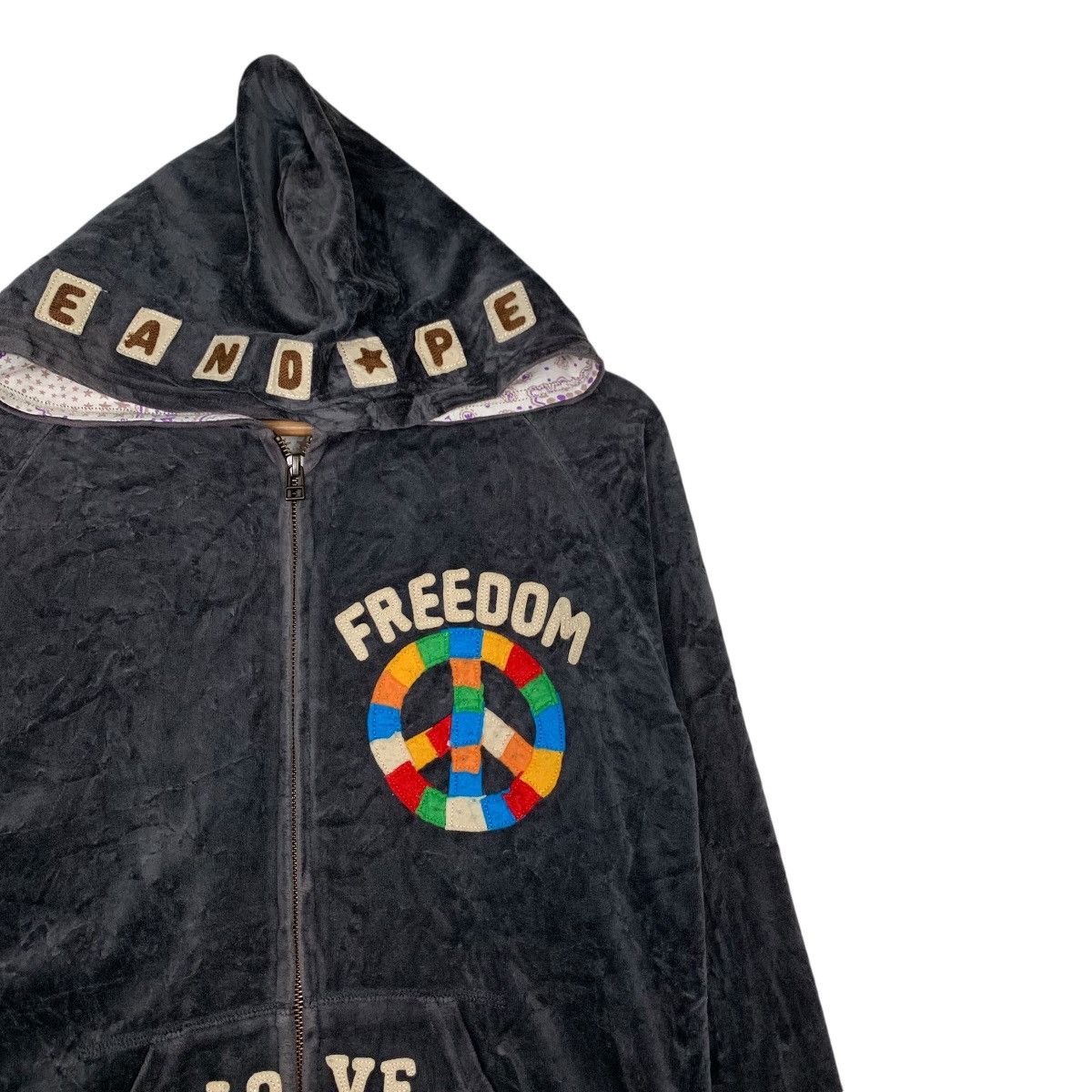 Japanese Brand ROUGH Union Made Freedom Velvet Zipper Hoodies #1545-C69 Size US M / EU 48-50 / 2 - 4 Thumbnail