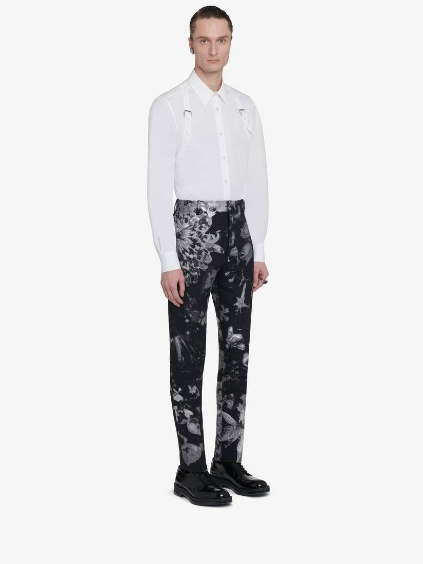 Alexander McQueen o1w1db10925 Wax Flower Cigarette Trousers in Black/Silver Size US 40 / EU 56 - 2 Thumbnail