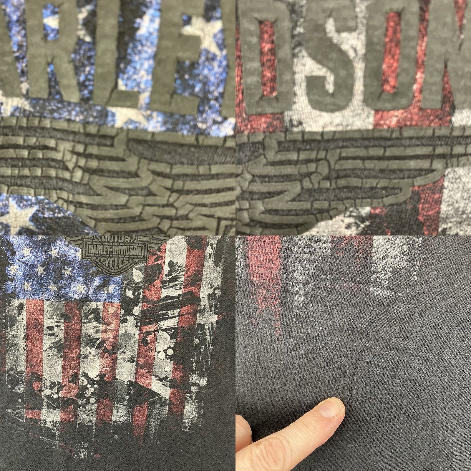 Harley Davidson Harley-Davidson Patriotic T Shirt Mens XL Black Made in USA Flag Warwick RH 2014 Size US XL / EU 56 / 4 - 8 Thumbnail
