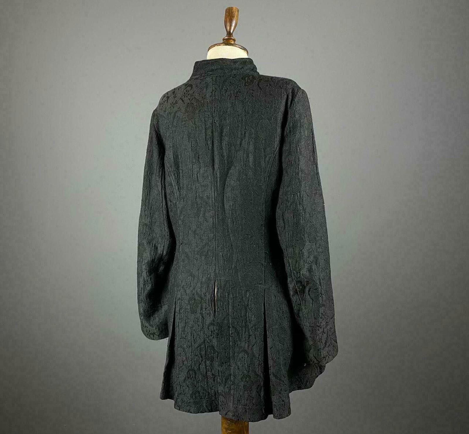 Designer Ladies Sarah Pacini Black Wool Coat Jacket Size 3 Size L / US 10 / IT 46 - 4 Thumbnail