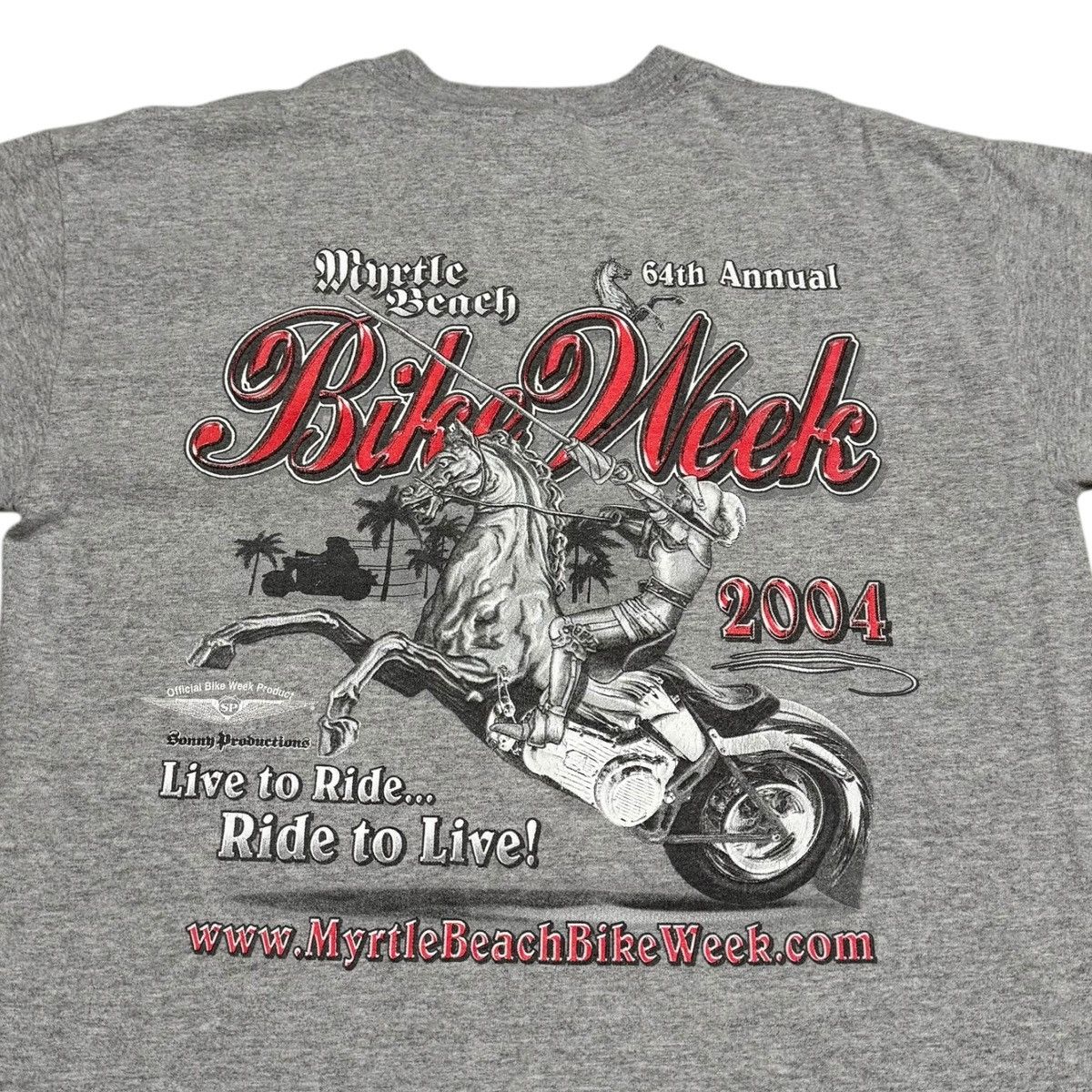 Gildan 2004 Myrtle Beach Bike Week Cotton Blend Gray Shirt Men's M Size US M / EU 48-50 / 2 - 2 Thumbnail