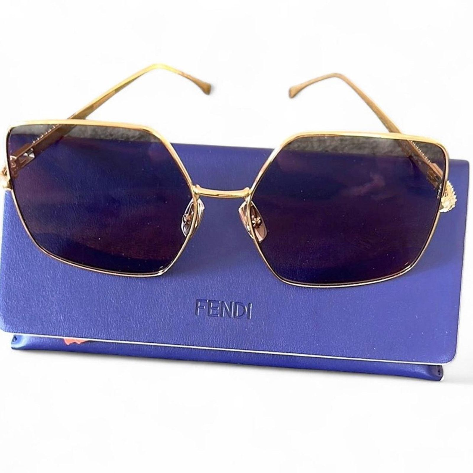 Fendi Fendi Gold Sunglasses Crystals FF Logo Black Lenses Boho Size ONE SIZE - 3 Thumbnail