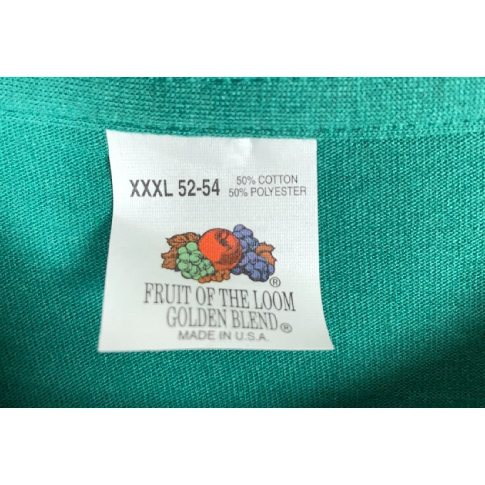 Fruit Of The Loom Vintage Yes Fruit of the Loom 80s Pocket T-Shirt Green 3XL Single Stitch Blank Solid Cotton Jersey Size US XXL / EU 58 / 5 - 3 Thumbnail