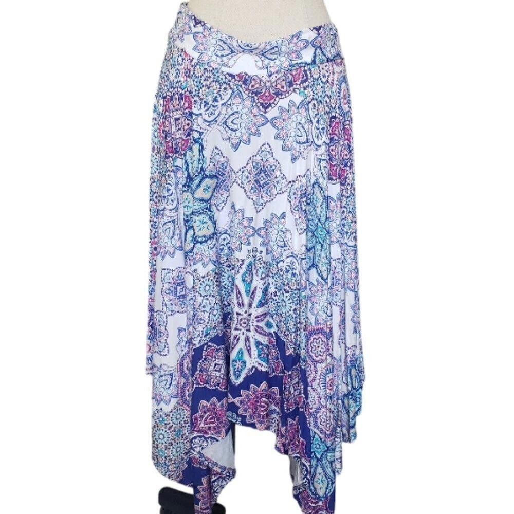 Chicos CT175 Chico's Asymmetrical Kaleidoscope Midi Skirt Petite 4P Size 27" / US 4 / IT 40 - 3 Thumbnail