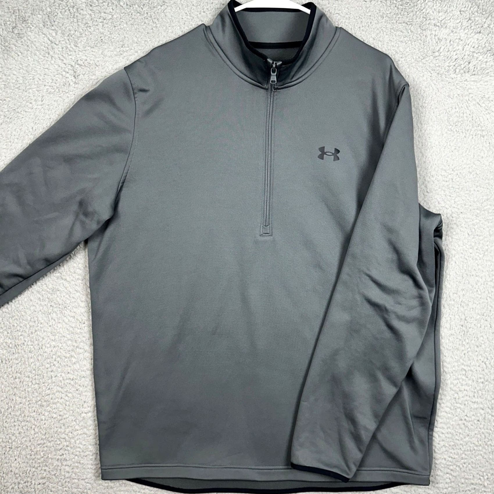 Under Armour Under Armour Jacket Mens XL Grey ColdGear Fleece Lined Quarter Zip Pullover Logo Size US XL / EU 56 / 4 - 2 Thumbnail