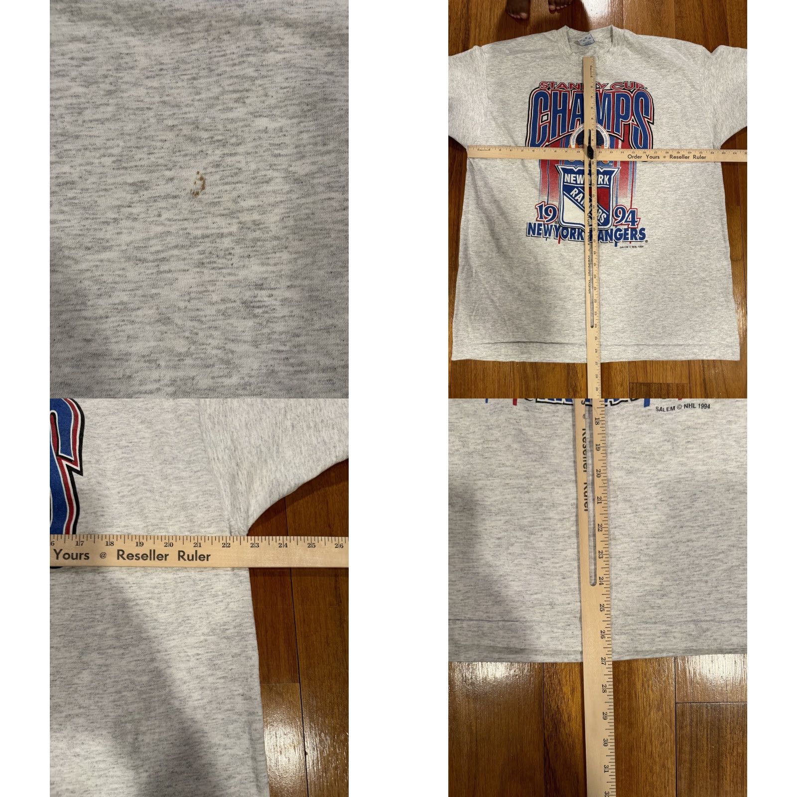 Salem Sportswear VINTAGE Salem Sportswear New York Rangers 1994 NHL Stanley Cup Champs T-Shirt XL Mens Gray Crew Neck Short Sleeve Graphic Print 90s USA Size US XL / EU 56 / 4 - 8 Thumbnail