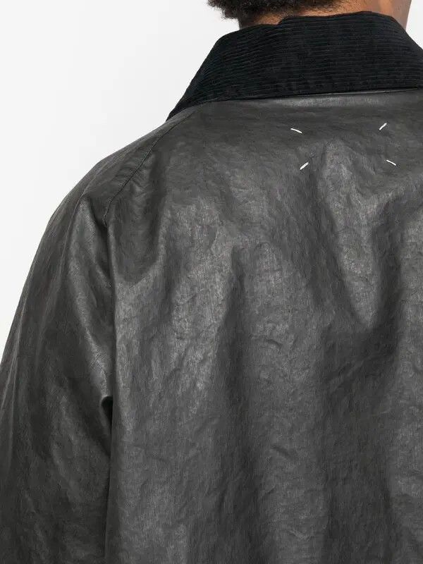 Maison Margiela o1loc1c1125 Waxed Cotton-blend Trench Coat in Black Size US L / EU 52-54 / 3 - 5 Thumbnail