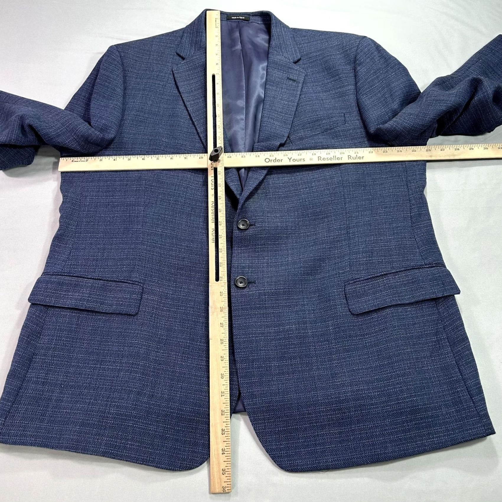 Pronto Uomo Pronto Uomo Blazer Mens 48R Blue Platinum Wool Rayon Sport Coat Suit Jacket 2 Piece Classic Business Formal Two-Button Front Notch Lapel Size 48R - 6 Thumbnail