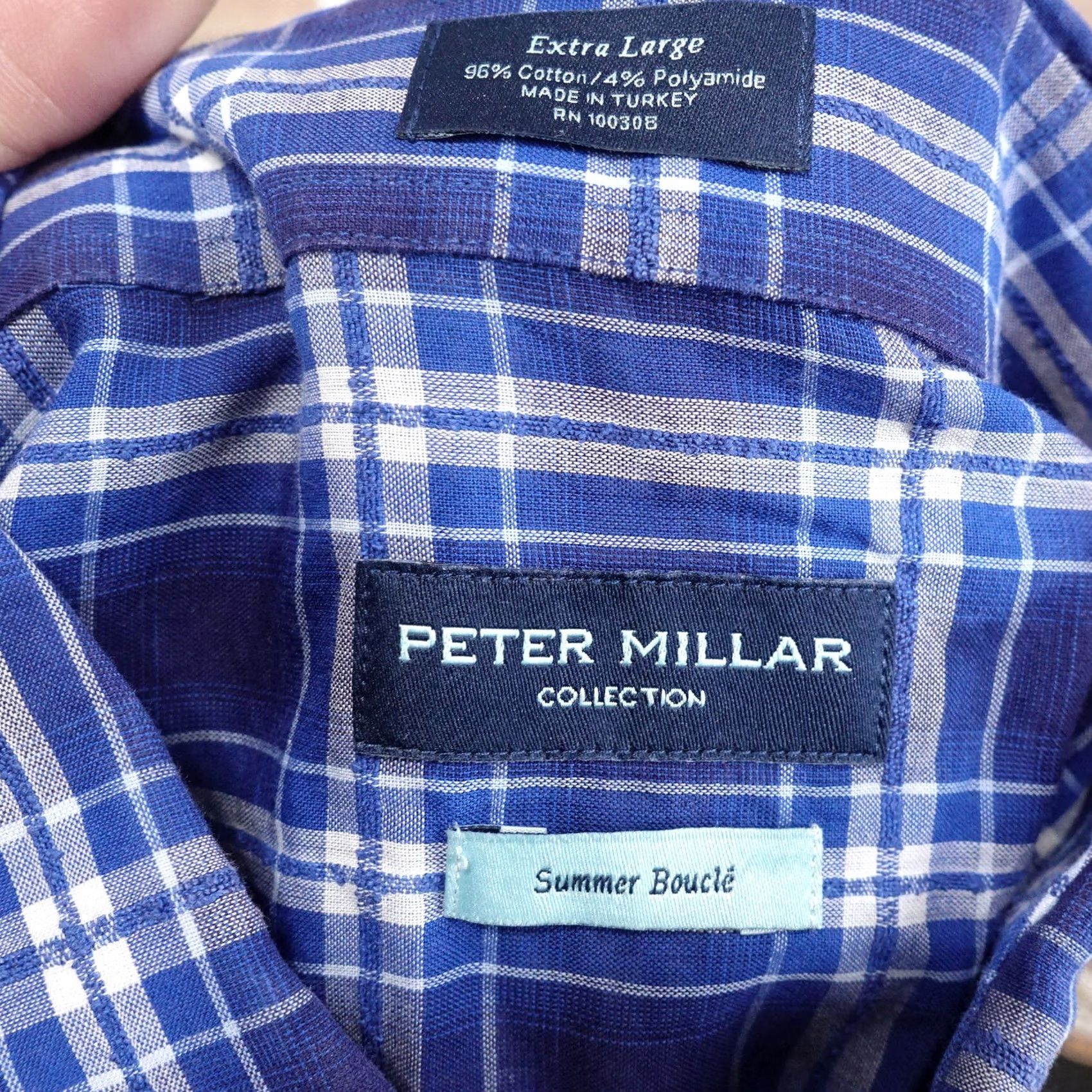 Peter Millar PETER MILLAR COLLECTION BLUE PLAID BUTTON UP SHIRT MENS SZ XL SUMMER BOUCLE Size US XL / EU 56 / 4 - 6 Thumbnail