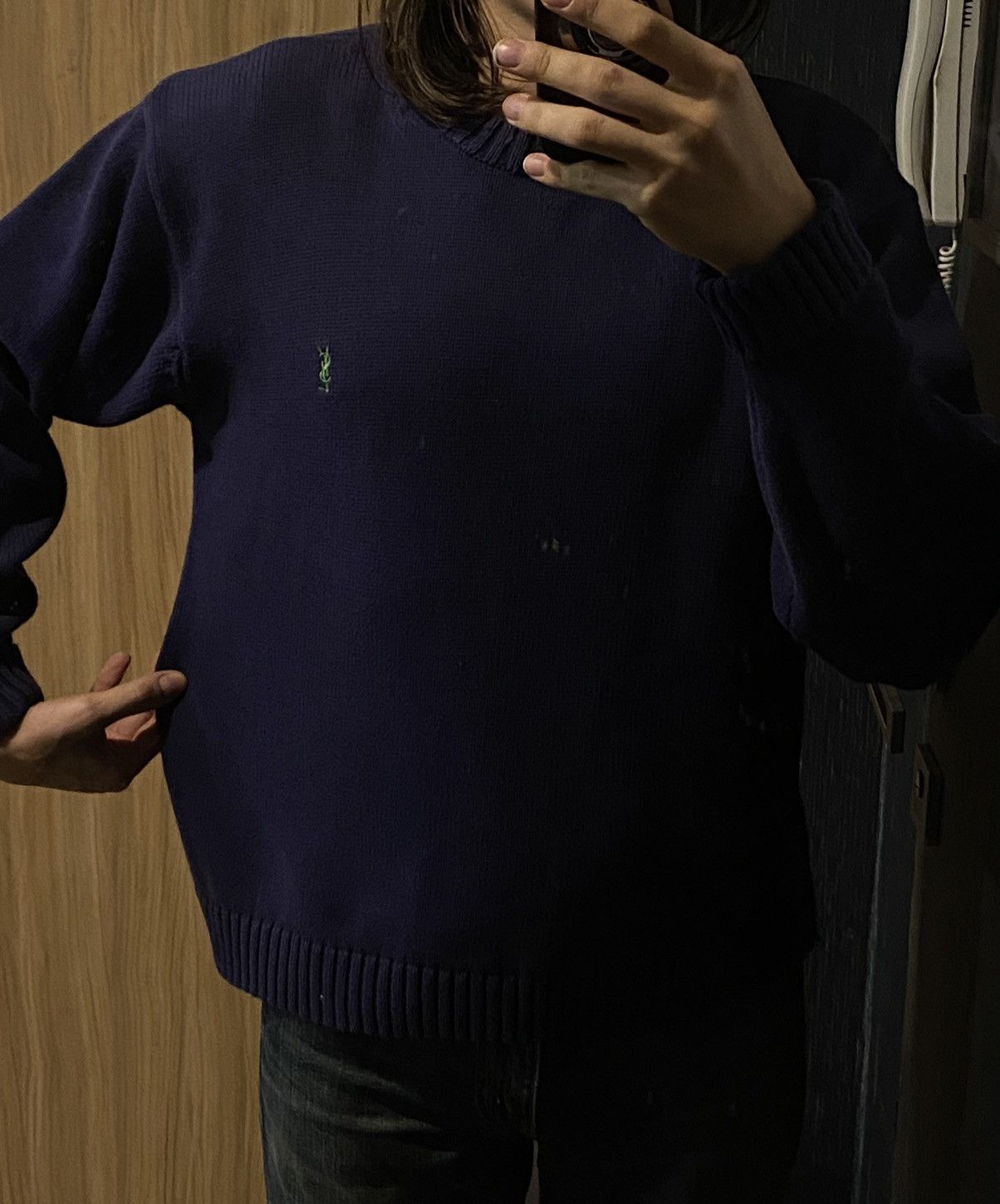 Yves Saint Laurent Navy YSL Sweater Knit Vintage Yves Saint Laurent Sweatshirt Size US M / EU 48-50 / 2 - 15 Thumbnail