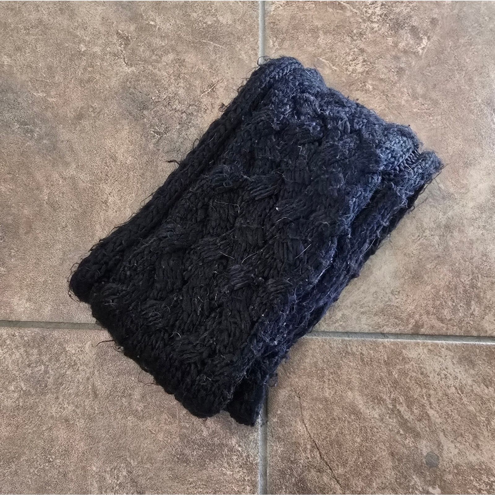 Other Black Detailed Winter Knit Fringed Scarf Size ONE SIZE - 2 Thumbnail