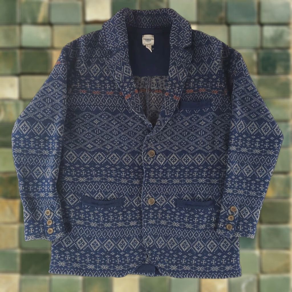 Lands' End Lands' End Canvas Cardigan Sweater 100% Lambswool Fair Isle Blue Womens L Size L / US 10 / IT 46 - 1 Thumbnail