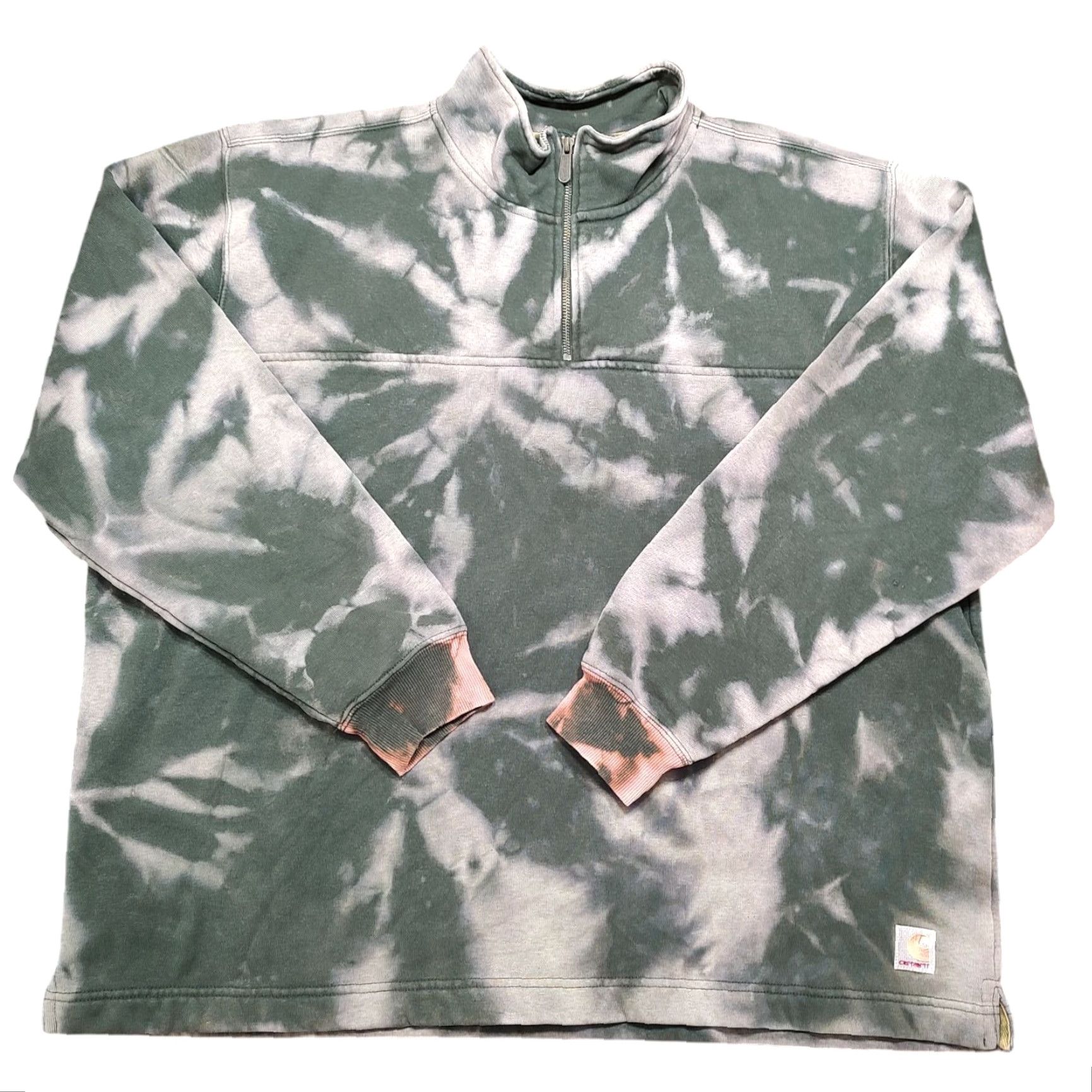 Carhartt VINTAGE Carhartt Mens XL Green 1/4 Zip Sweatshirt Acid Wash Tie Dye Size US XL / EU 56 / 4 - 2 Thumbnail