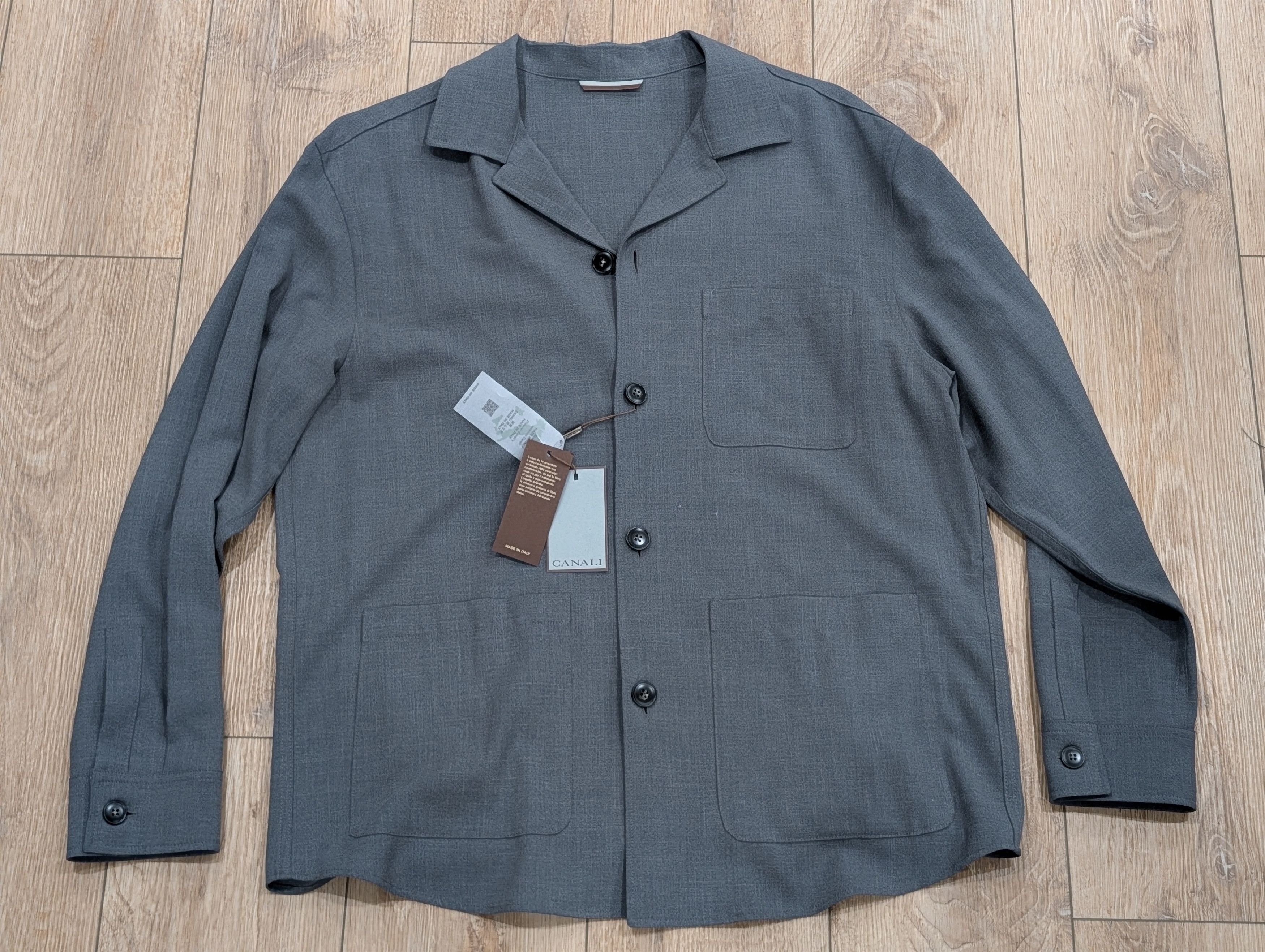 Canali CANALI "Nuvola" Wool/Silk/Linen Blend Shirt Jacket Gray 56 Size US XL / EU 56 / 4 - 1 Thumbnail