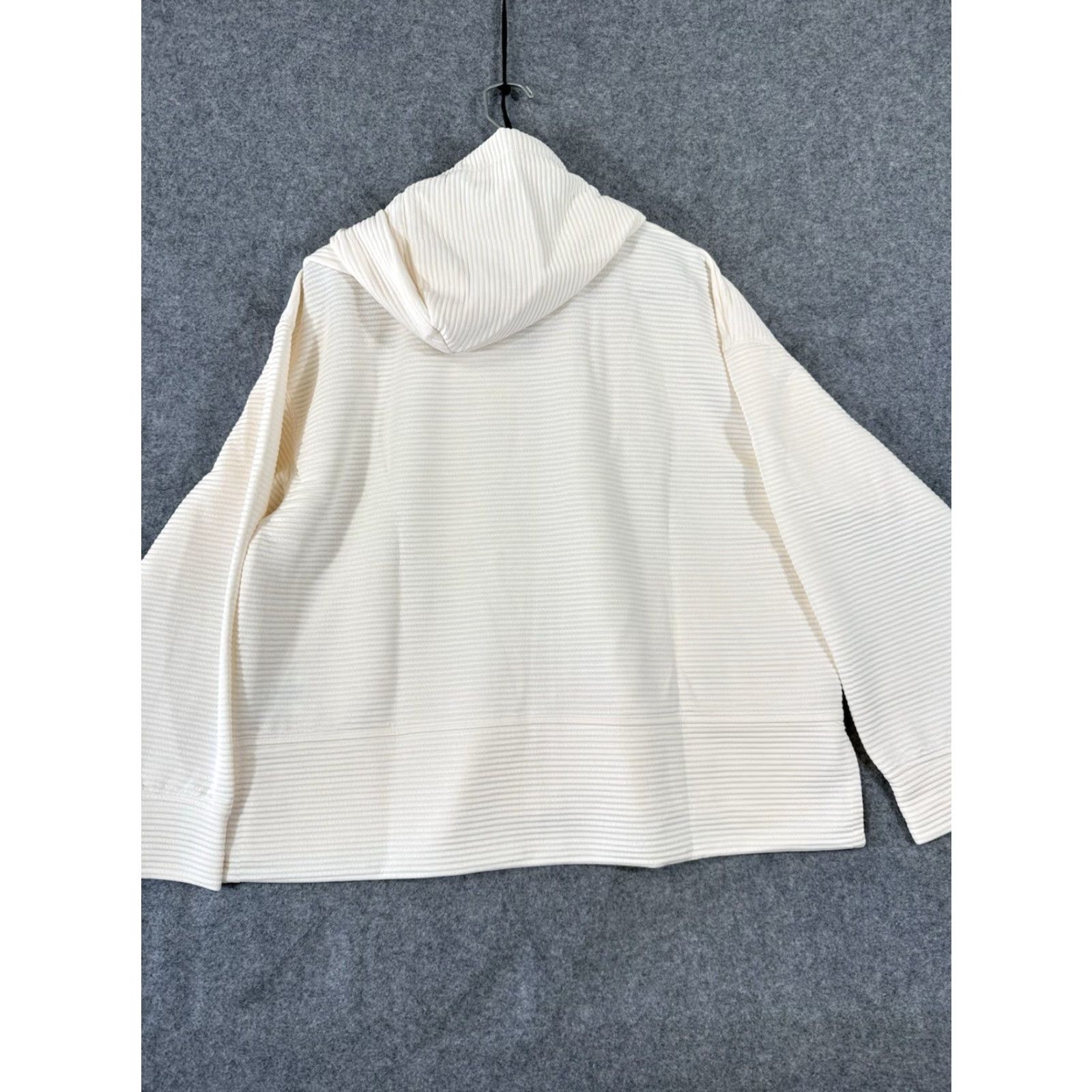 DKNY VINTAGE DKNY Ottoman Full-Zip Hoodie Womens XL Sand Ivory Ribbed Stretch Lined NWT Size XL / US 12-14 / IT 48-50 - 7 Thumbnail