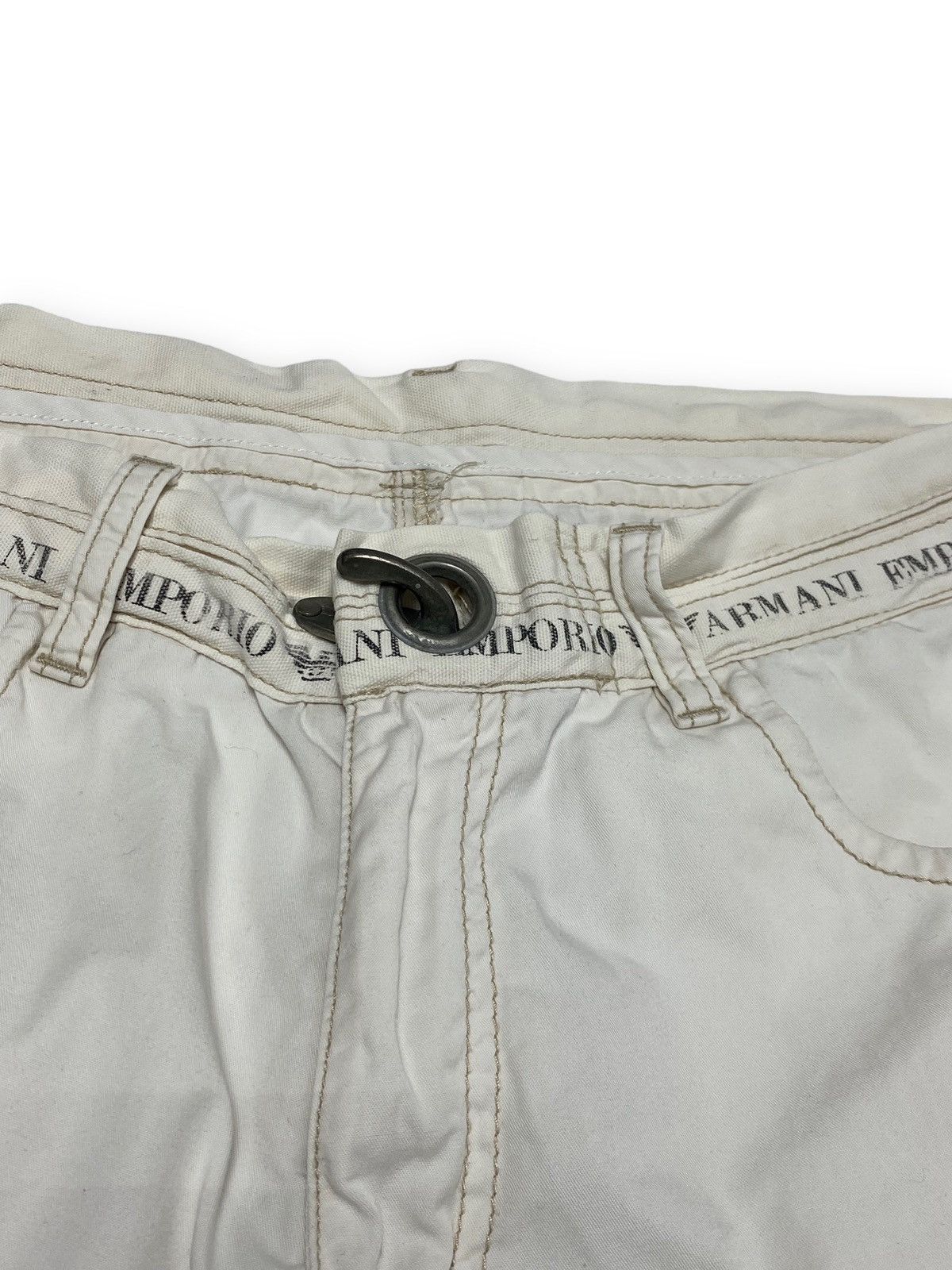 Armani 00s Vintage ARMANI White Pants Avant Garde Big Logo Size US 33 - 6 Thumbnail