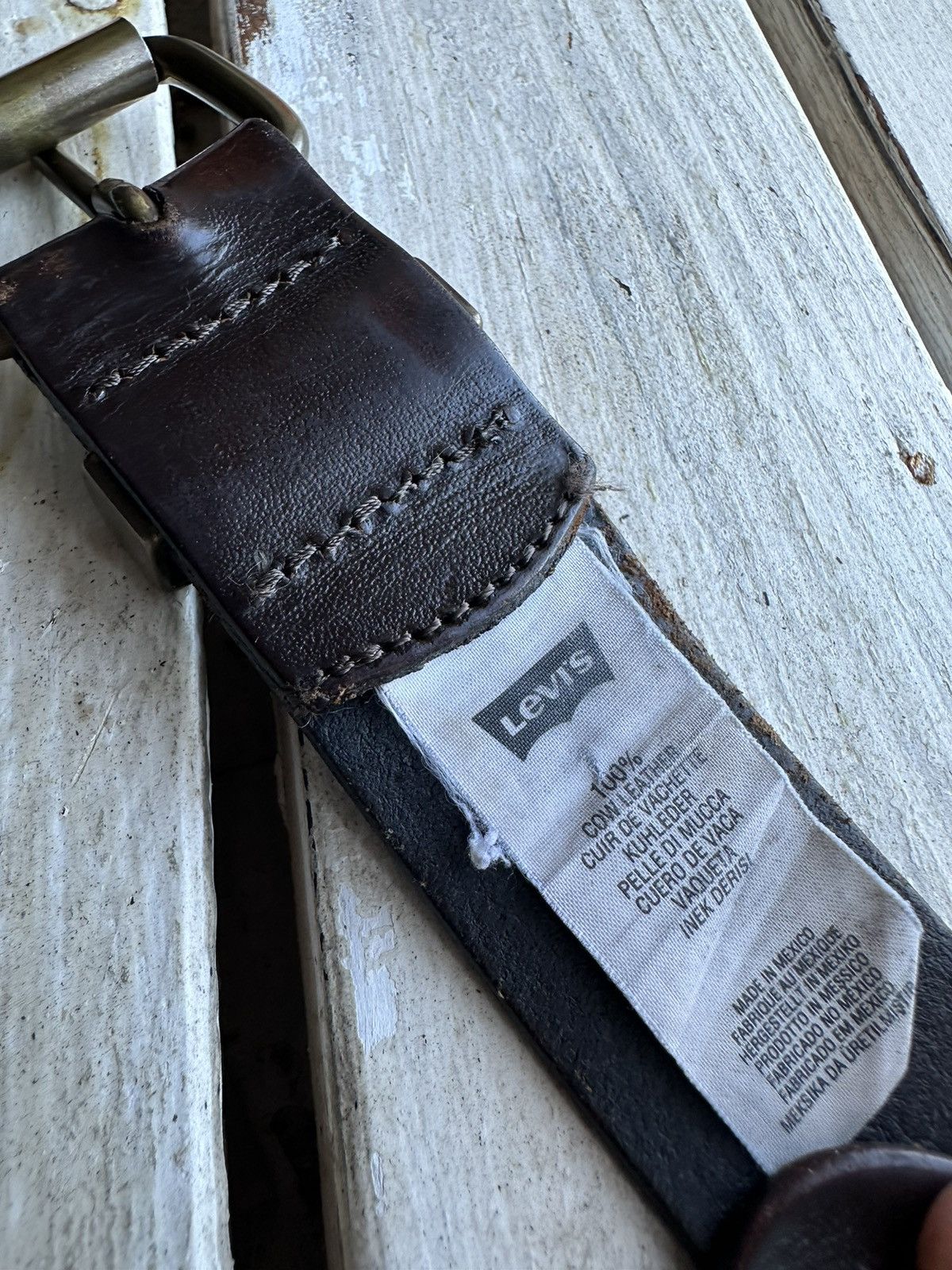 Levi's 🚨 90s Levis RED TAB 100% leather belt made in italy VNTG Size ONE SIZE - 4 Thumbnail