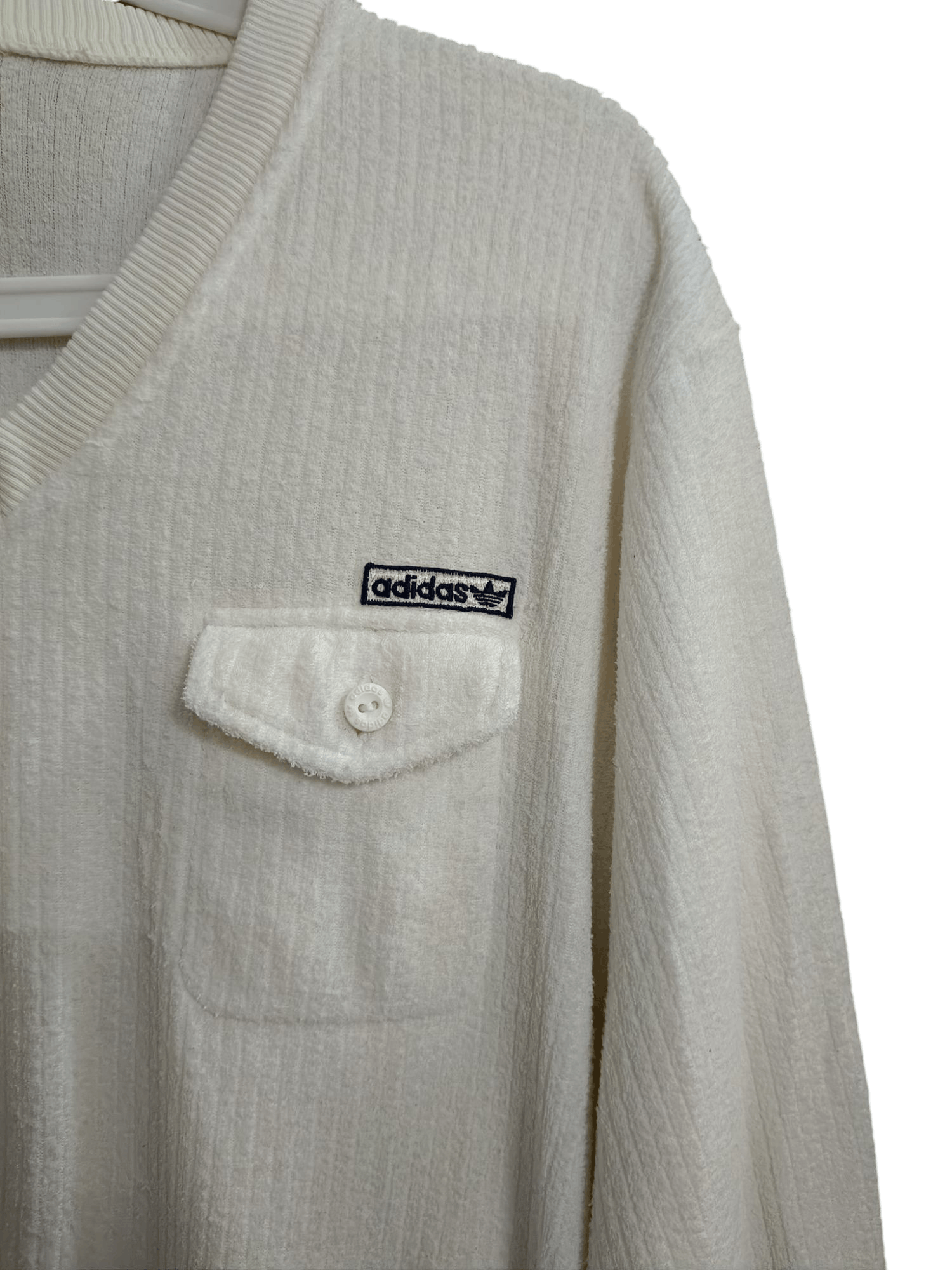 Adidas Vintage Adidas 80s white knit v-neck sweater iconic logo Size US M / EU 48-50 / 2 - 3 Thumbnail