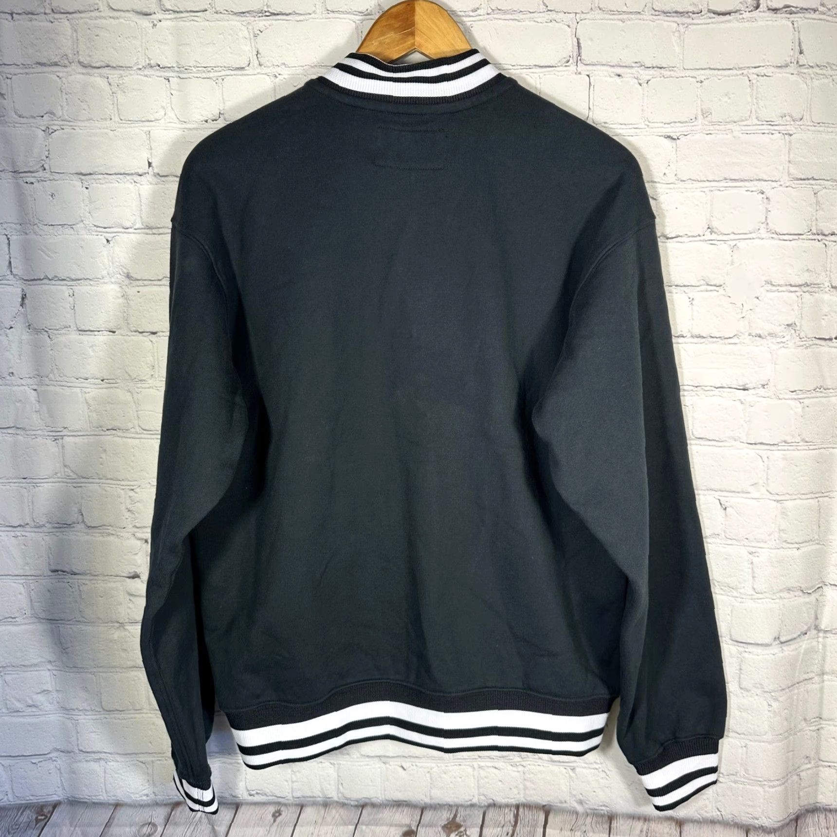 Vintage American Giant Mens Varsity Bomber Jacket Black White Snap Front Made in USA S Size US S / EU 44-46 / 1 - 6 Thumbnail