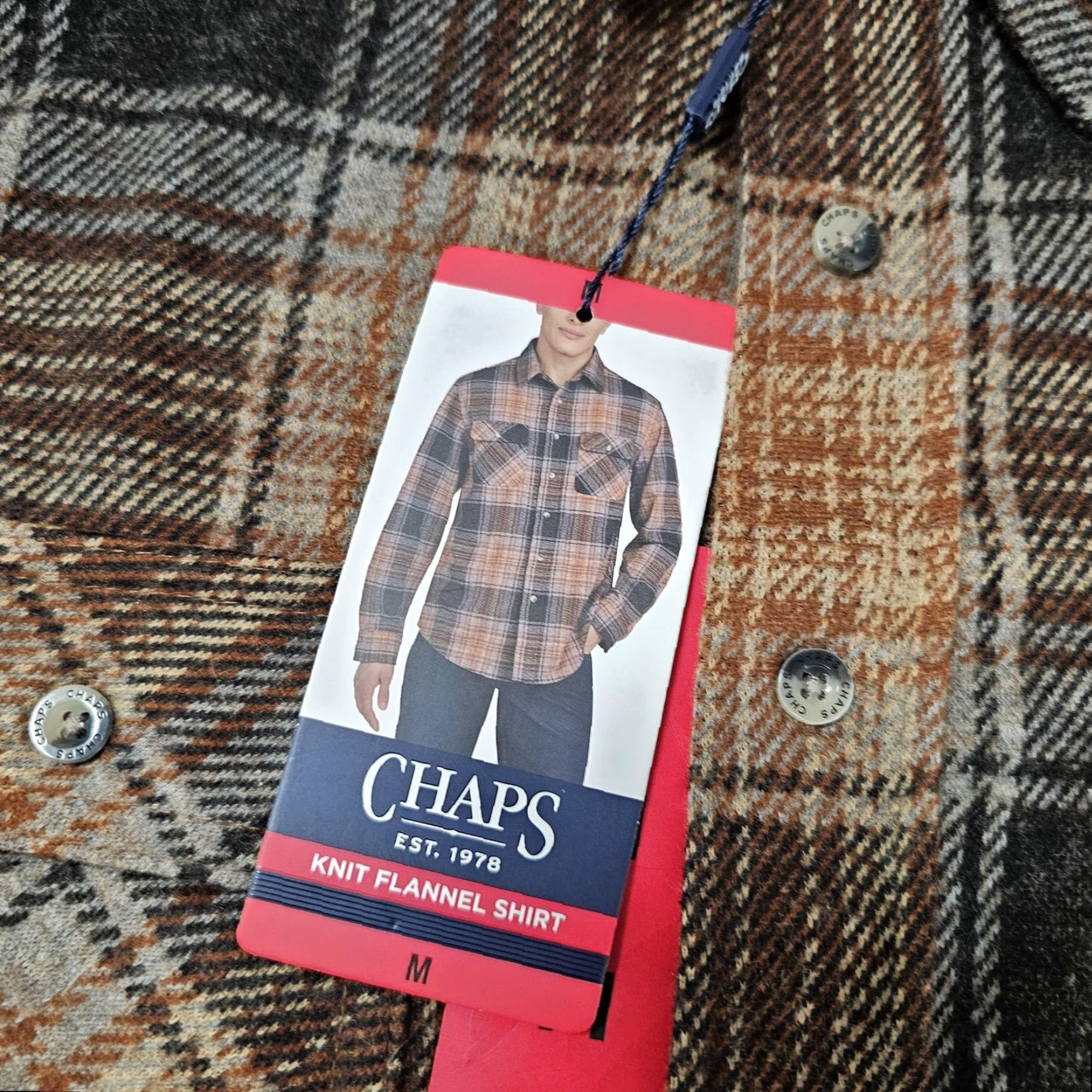 Chaps Chaps Shirt Mens M Brown Plaid Knit Flannel Stretch Long Sleeve Button Up Size US M / EU 48-50 / 2 - 5 Thumbnail