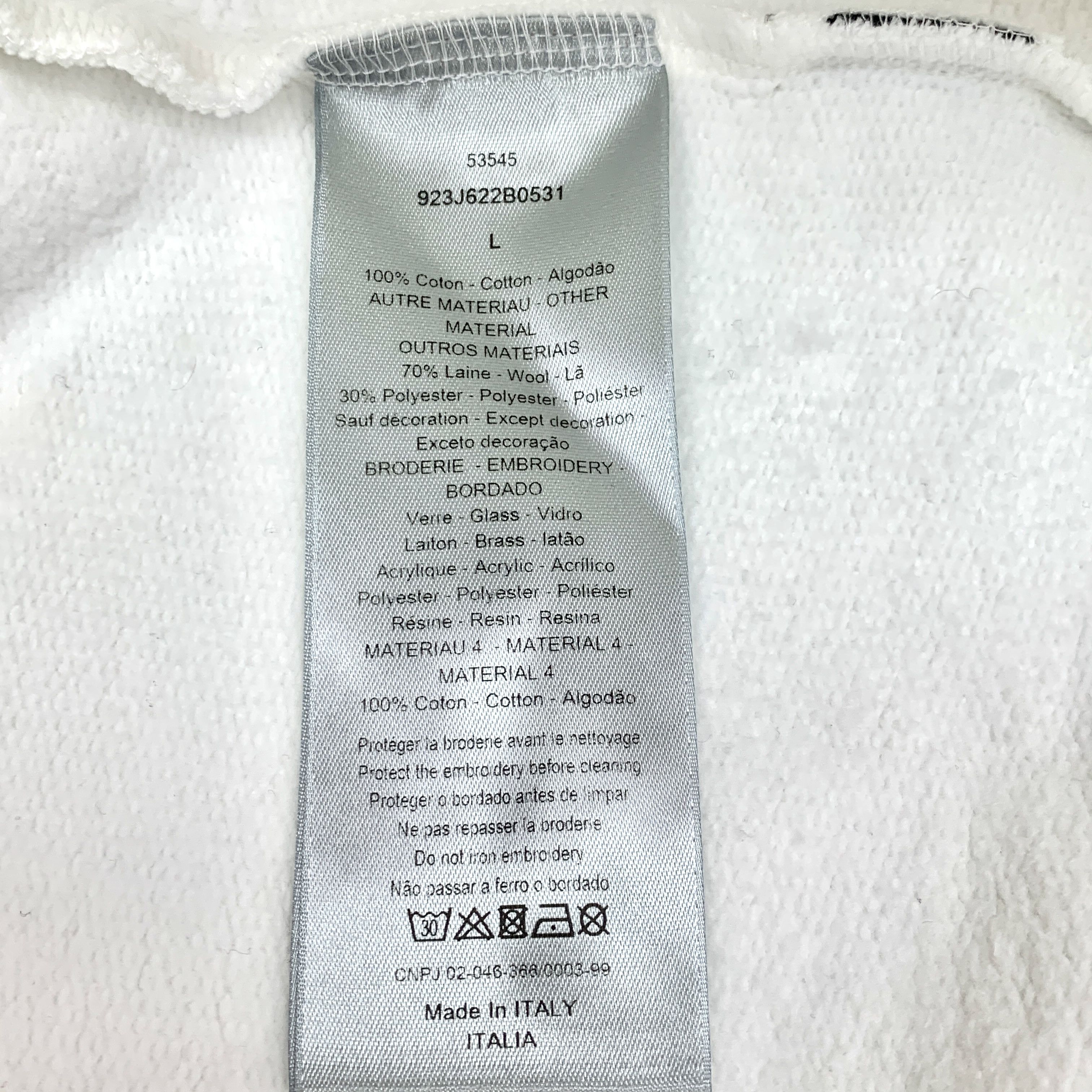 Dior Dior White Bee Cotton Crewneck Sweatshirt (Size L) Size L / US 10 / IT 46 - 4 Thumbnail