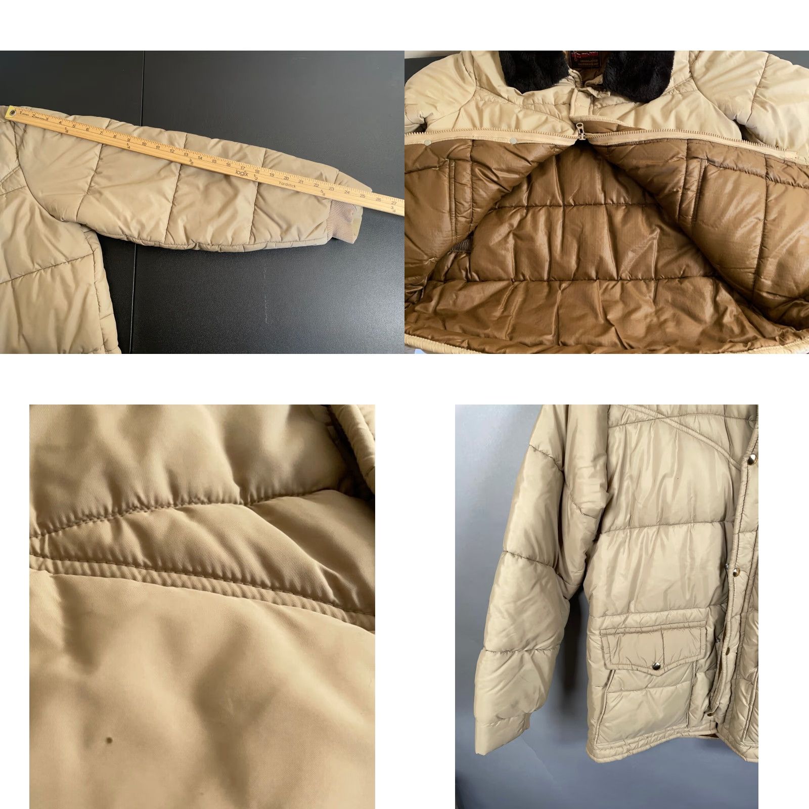 Walls VINTAGE Walls Blizzard Pruf Puffer Jacket Men's Large Beige Zip Up Faux Fur Collar 80s Nature Outdoor Retro Size US L / EU 52-54 / 3 - 8 Thumbnail
