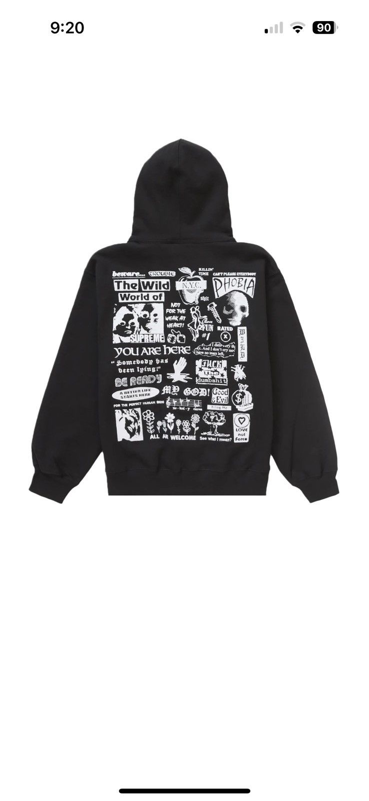 【Supreme】Wild Embroidered Hooded★Black★24FW★ Supreme Wild Embroidered Hooded Sweatshirt (FW24) - $168