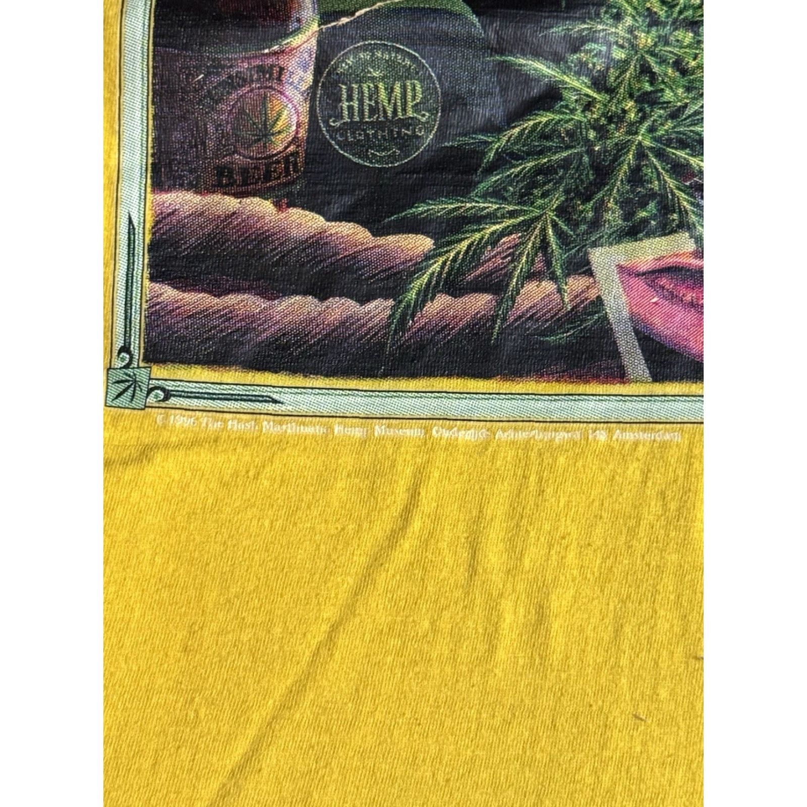 Vintage VINTAGE The Hash Marihuana Hemp Museum Amsterdam T Shirt 2XL Mens Yellow Hemp 1990s 90s Logo Joy Santino Shirt Size US XXL / EU 58 / 5 - 3 Thumbnail