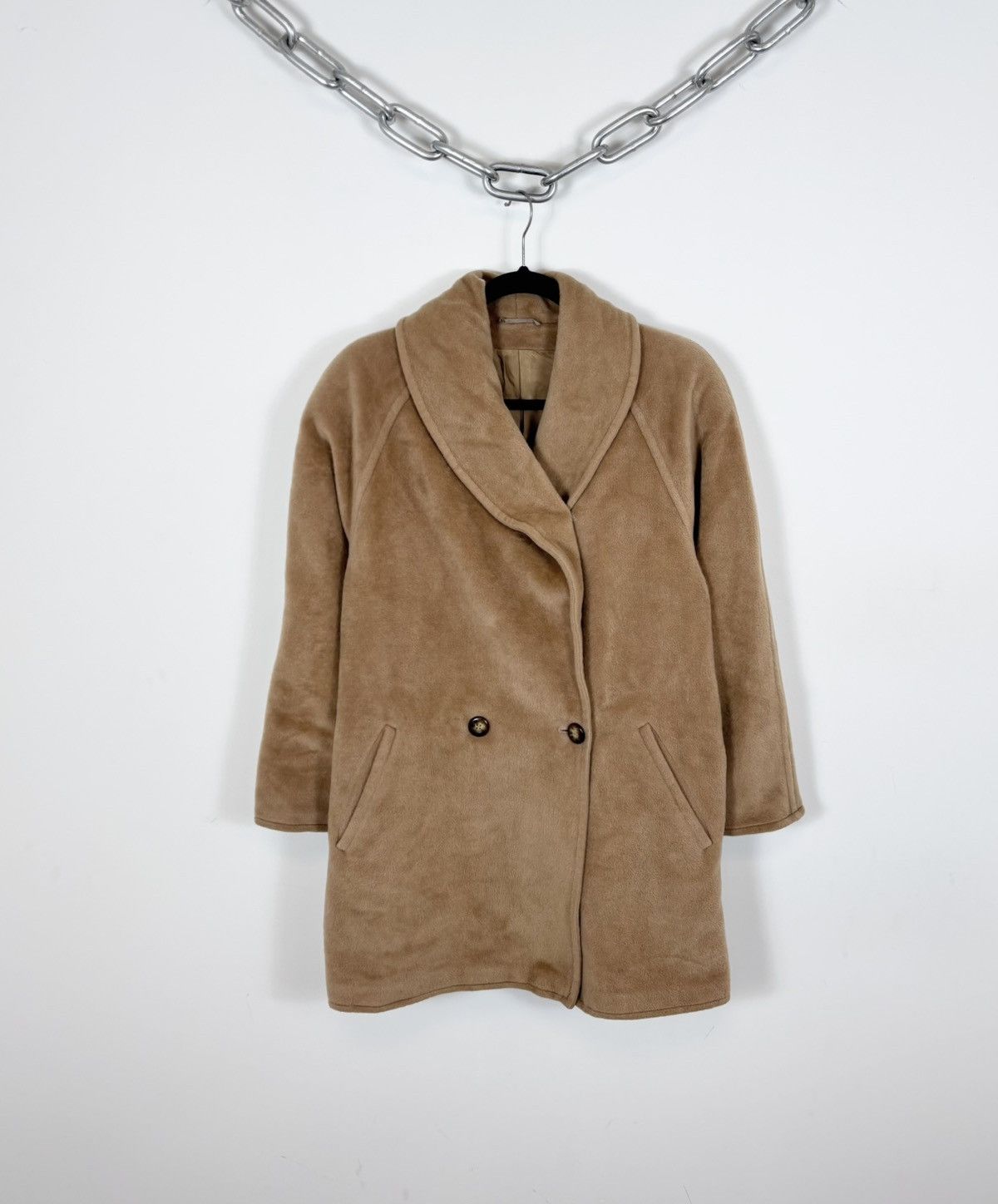 Max Mara Max Mara Women’s Camel Brown Wool Fur Oversized Icon Coat Size L / US 10 / IT 46 - 1 Thumbnail