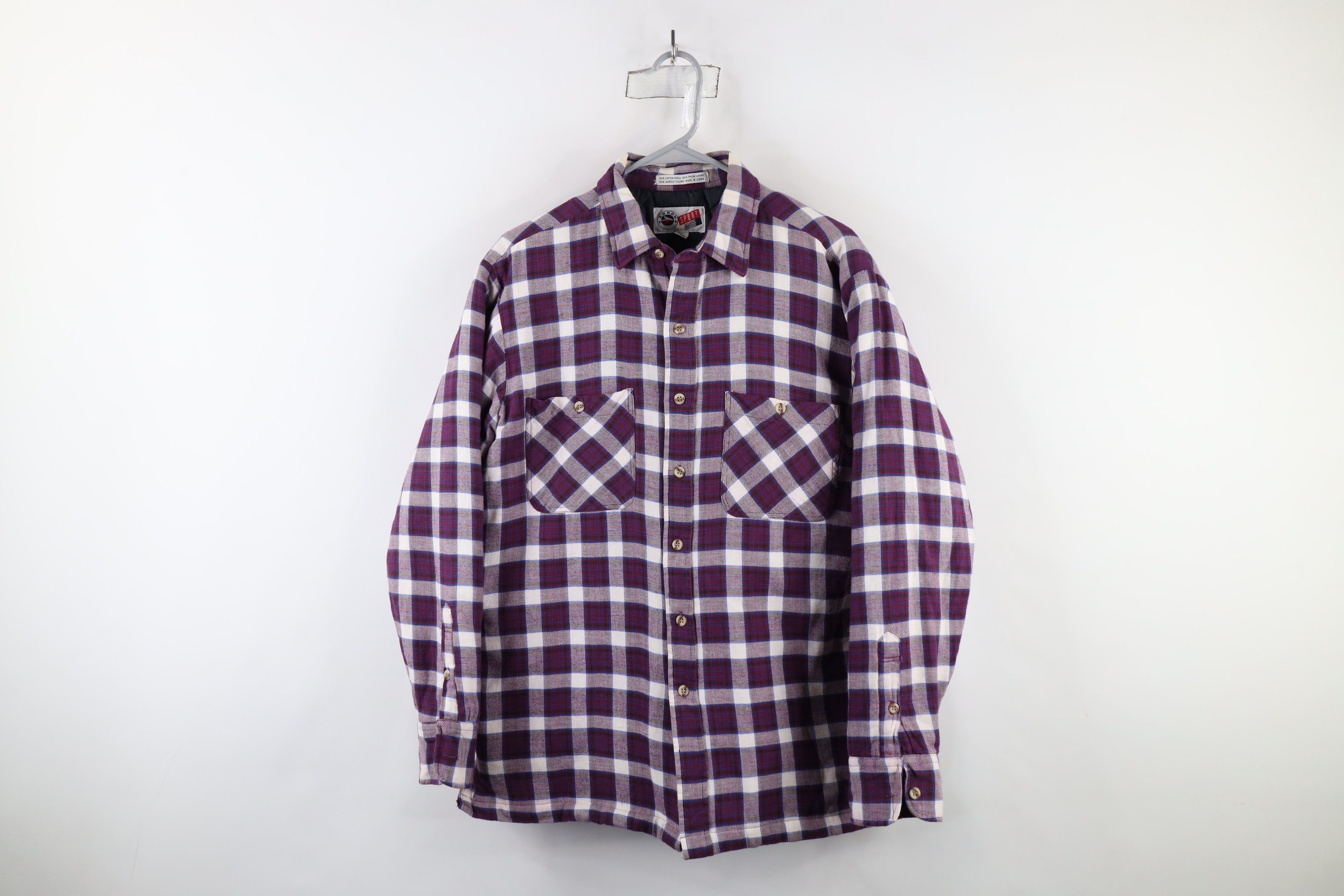 Vintage Vintage 90s Streetwear Quilted Flannel Button Shirt Jacket Size US L / EU 52-54 / 3 - 1 Thumbnail