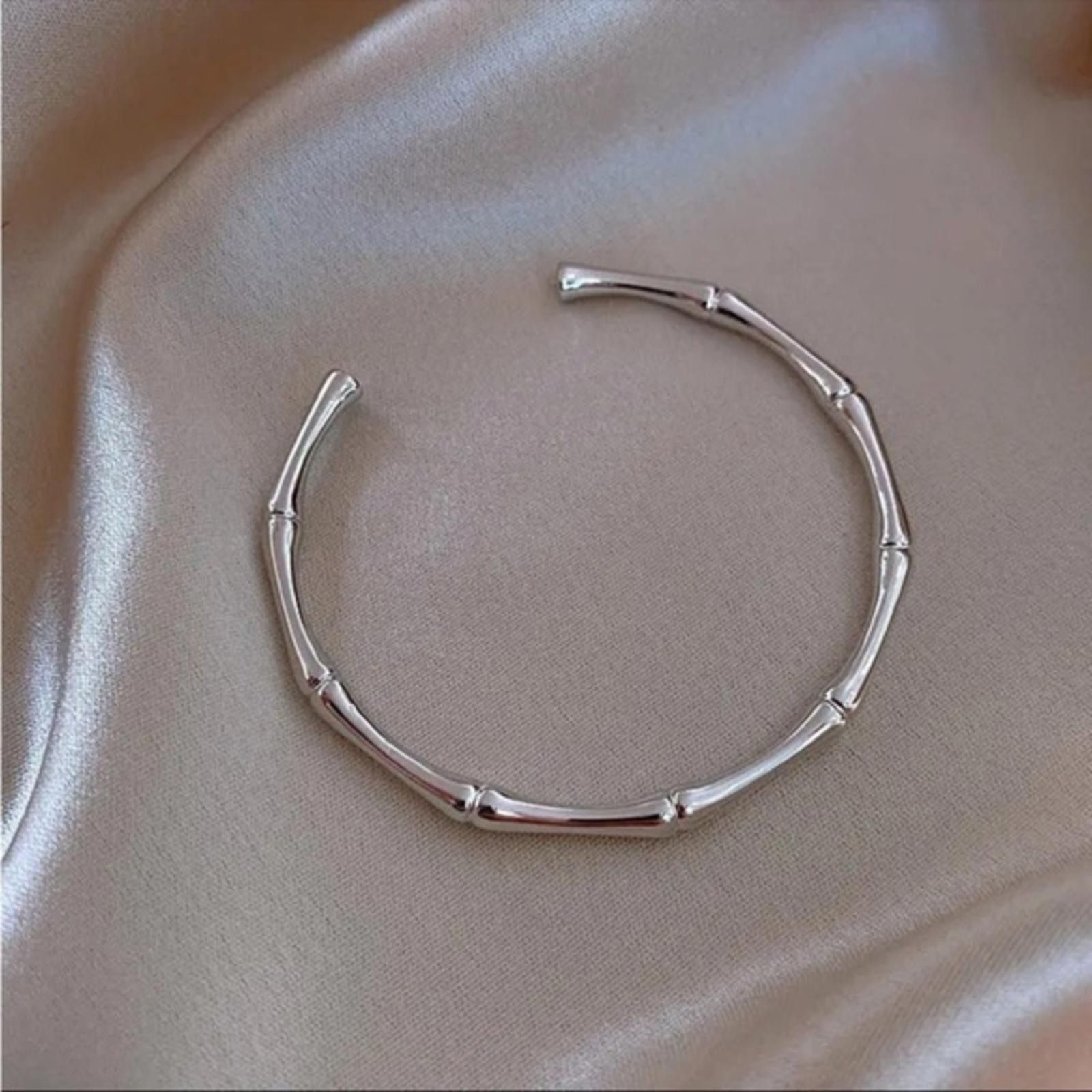 Designer Silver Bamboo Cuff Bangle Bracelet NWT Size ONE SIZE - 1 Thumbnail