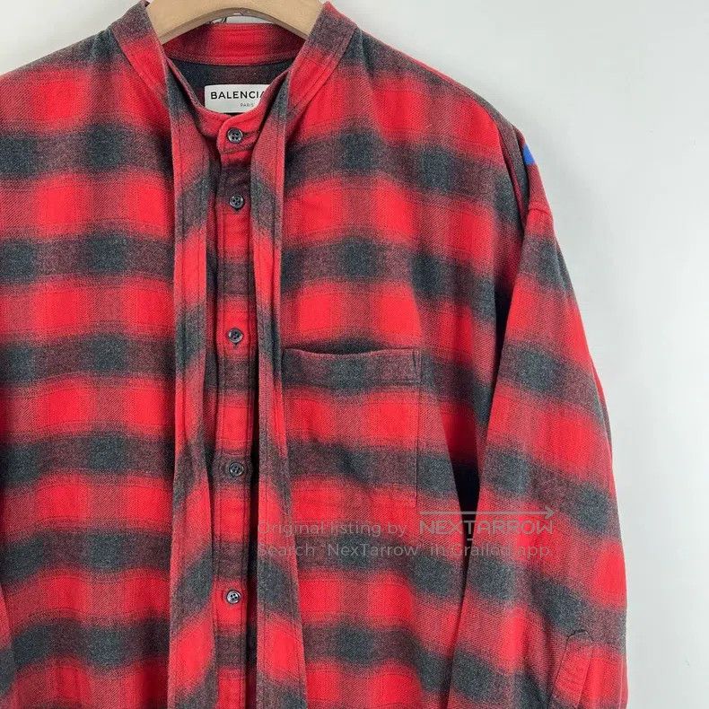 Balenciaga Balenciaga Black and Red Plaid Back Logo Ribbon Shirt Size XS / US 0-2 / IT 36-38 - 4 Thumbnail