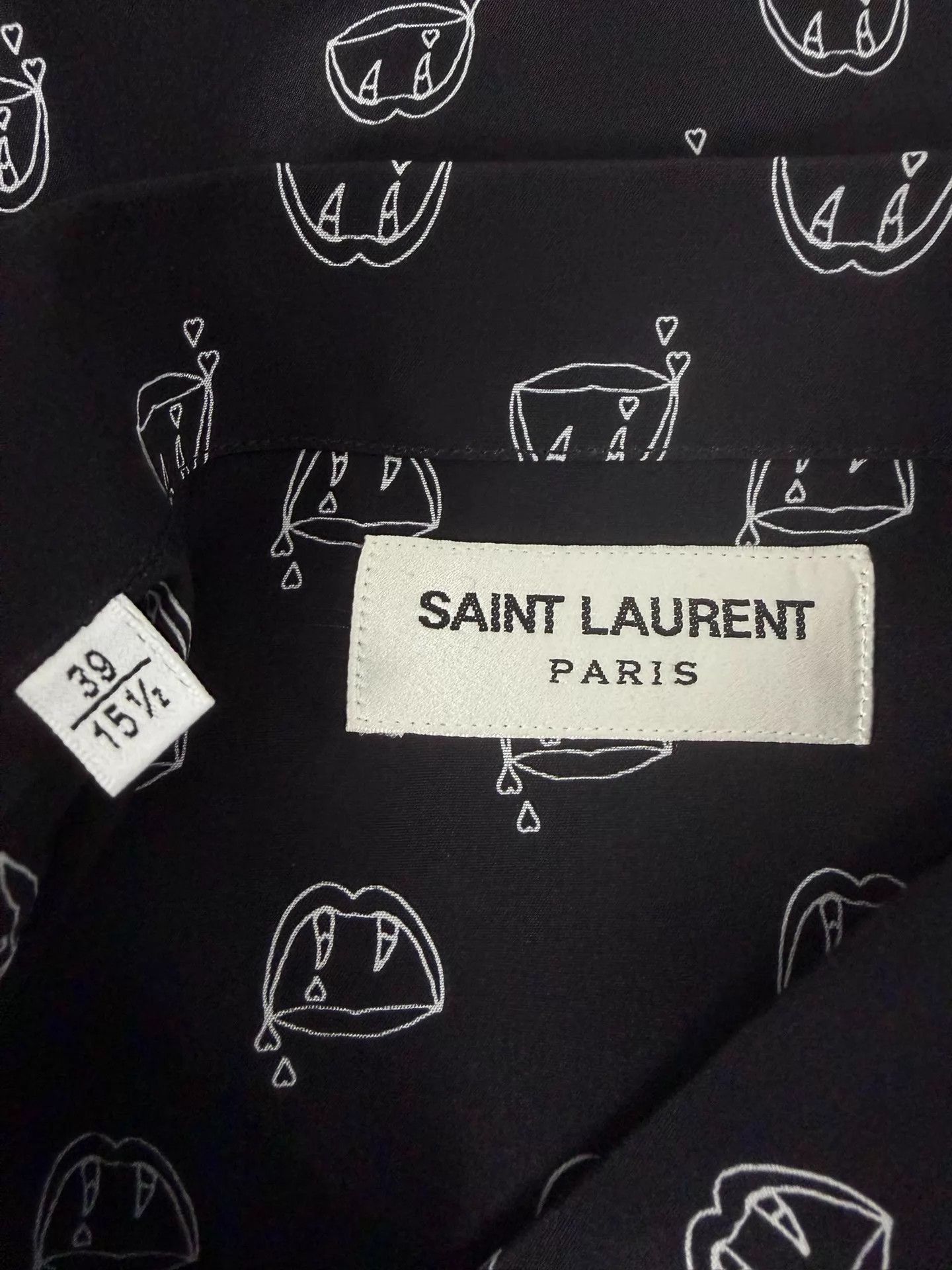 Saint Laurent Paris Saint Laurent SLP14ss Black Silk Vampire Fang Shirt Size US M / EU 48-50 / 2 - 4 Thumbnail