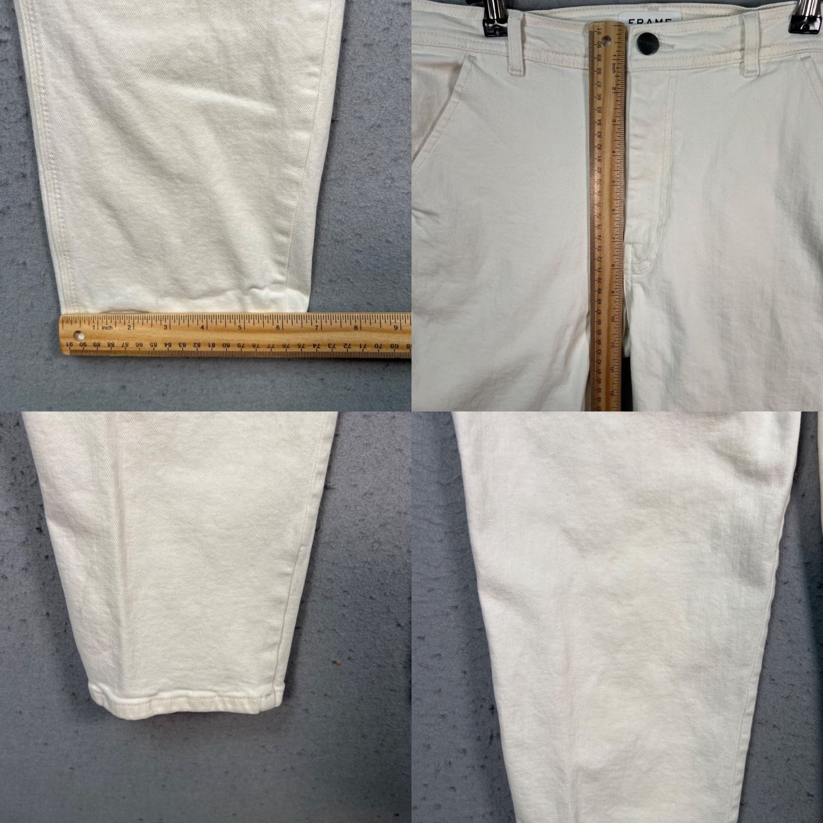 Frame FRAME Womens Jeans Cropped High Rise White Cotton/Denim Carpenter 28 Inseam 23 Regular Size 28 Vintage? No Size 28" / US 6 / IT 42 - 8 Thumbnail