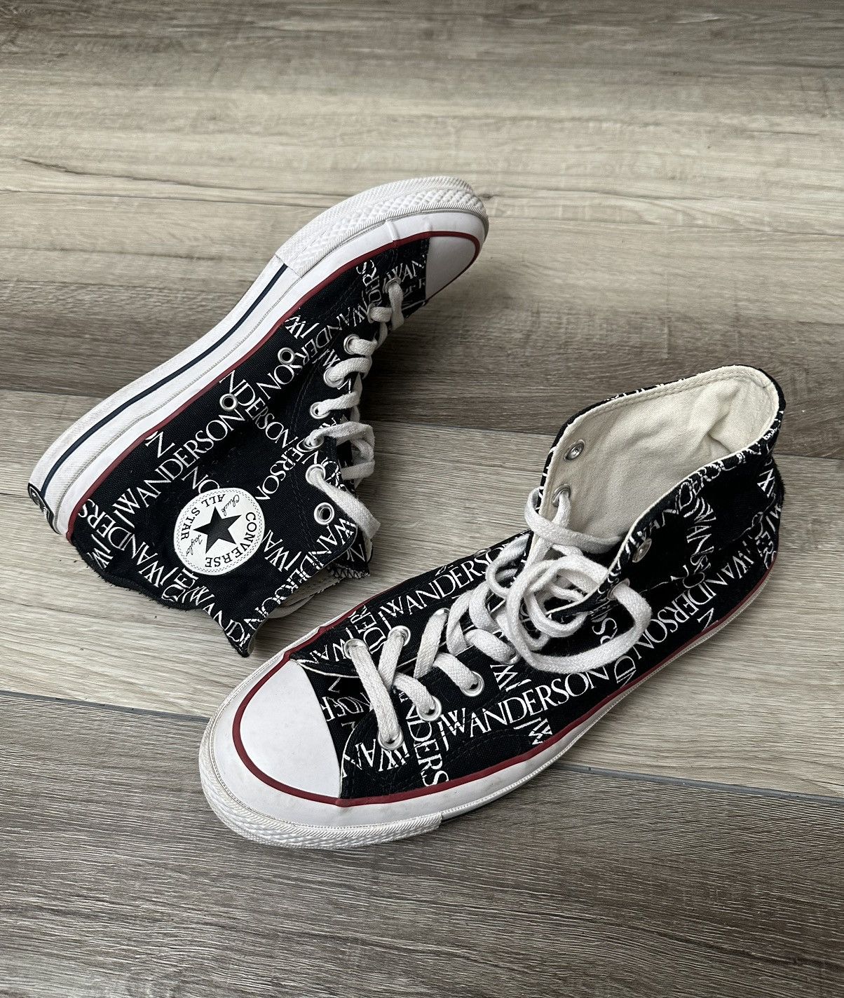 image of Converse X J.w. Anderson Black Grid Logo Sneakers Sz. 8.5, Men's