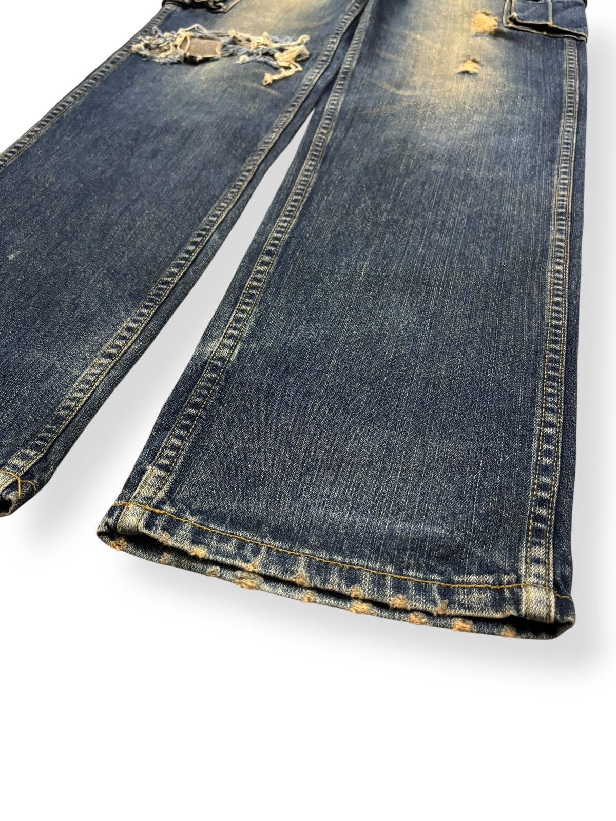 POST ARCHIVE FACTION (PAF) Vintage Japanese Brand Mud Wash Distressed Cargo Jeans Size US 32 / EU 48 - 9 Thumbnail