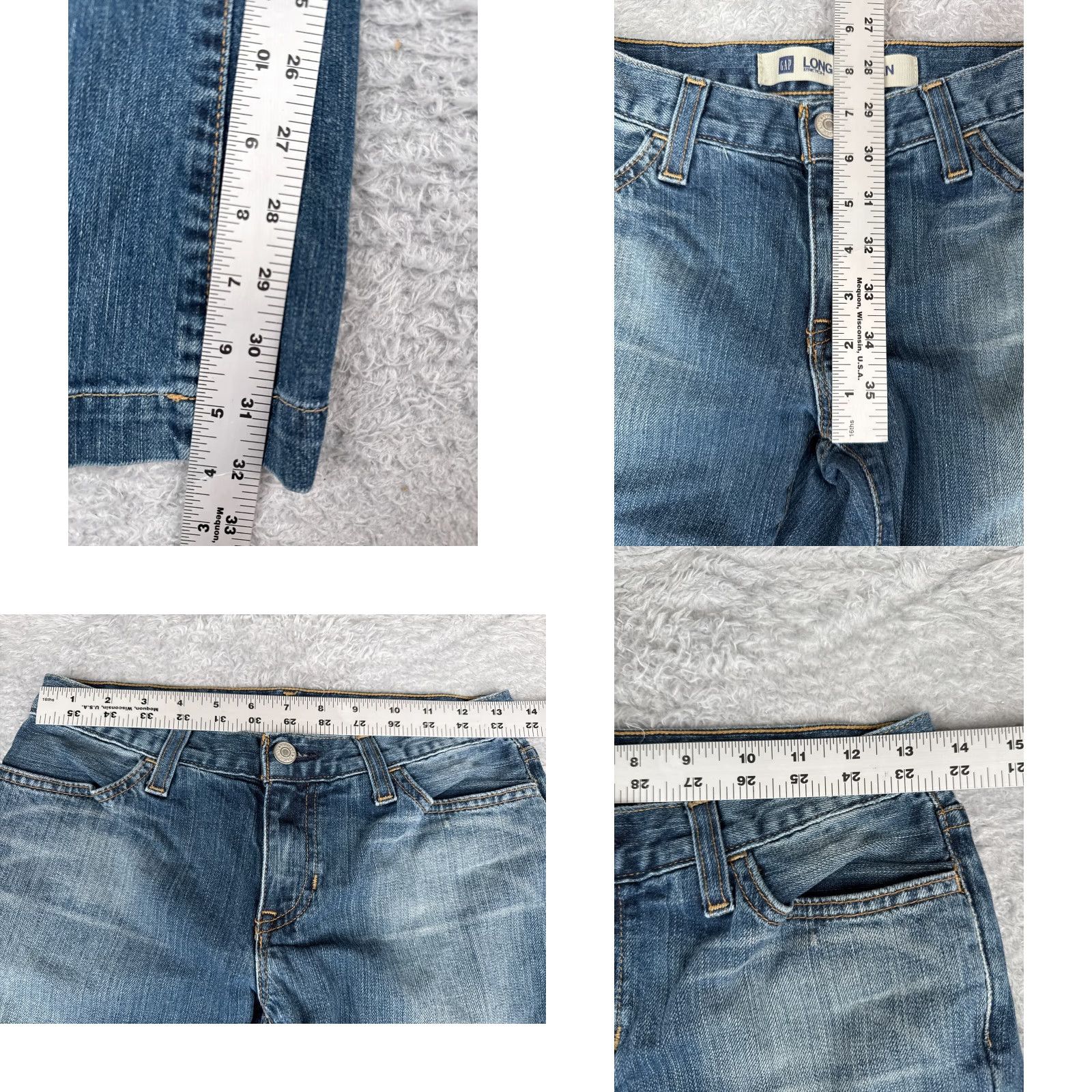 Gap VINTAGE Gap Jeans Womens Blue Bootcut Long And Lean 27x32 Jeans Distressed 100% Cotton Relaxed Regular US Made 2 XS? Size 26" / US 2 / IT 38 - 8 Thumbnail