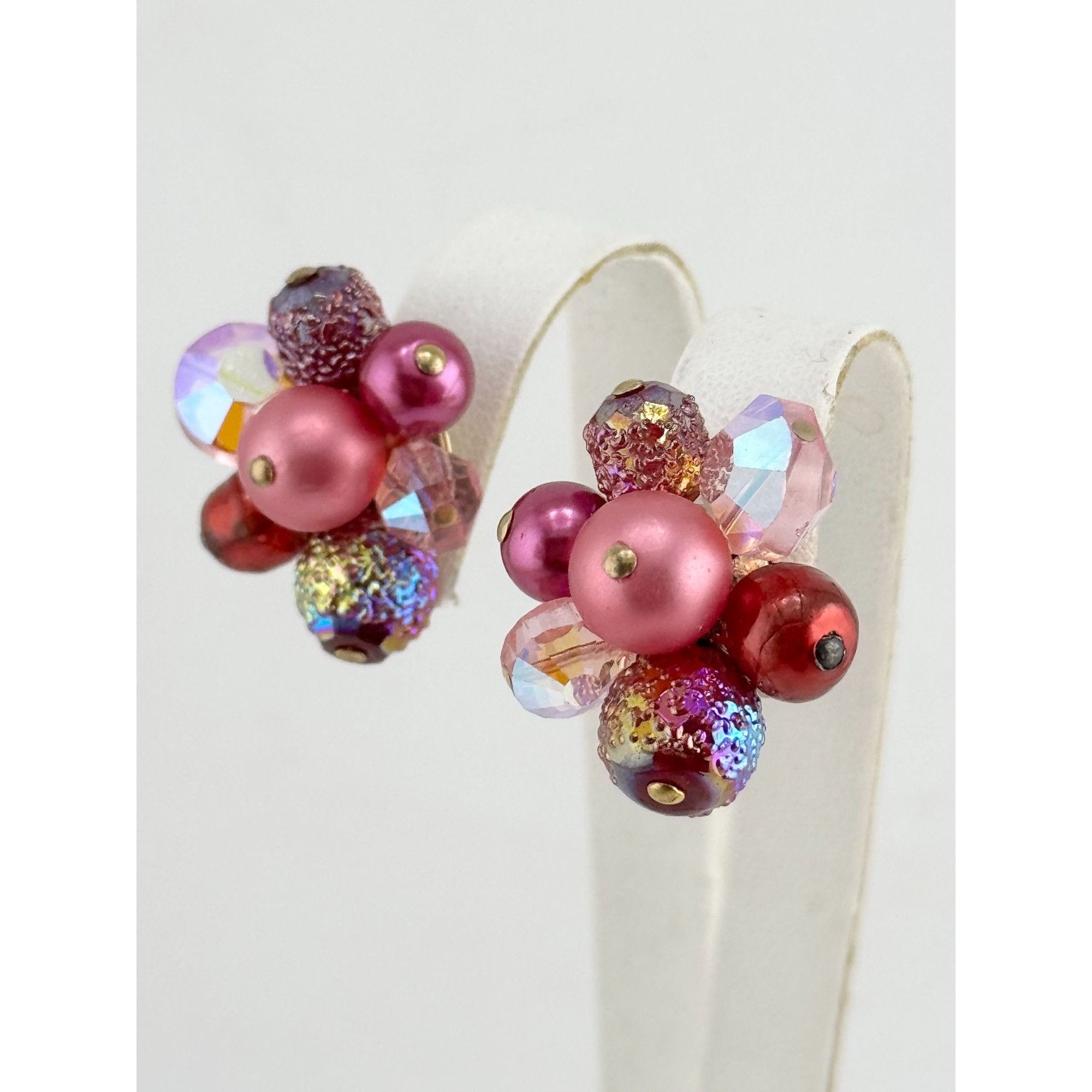 Vintage Vintage Vendome Pink Art Glass Crystal Earrings Size ONE SIZE - 3 Thumbnail