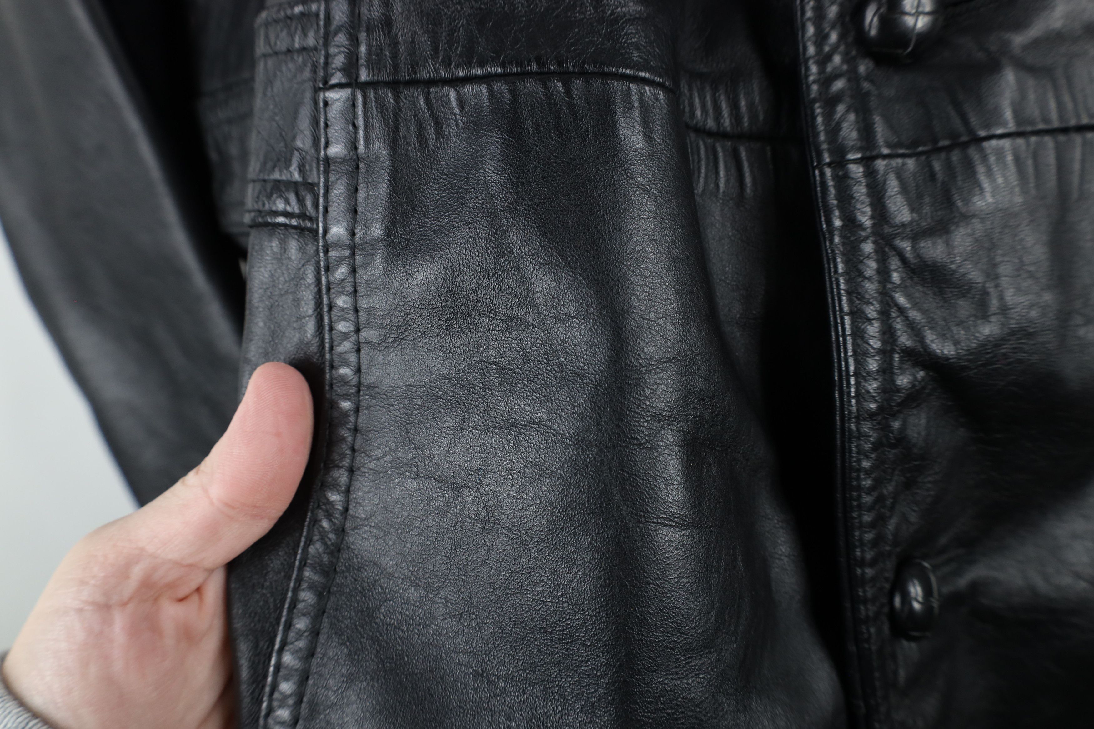 Vintage Vintage 70s Streetwear Full Button Leather Jacket Black USA Size US XXL / EU 58 / 5 - 5 Thumbnail