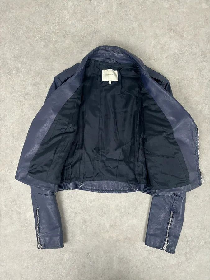 Pierre Balmain 2010s Pierre Balmain Perfecto Biker Blue Leather Jacket Size S / US 4 / IT 40 - 6 Thumbnail