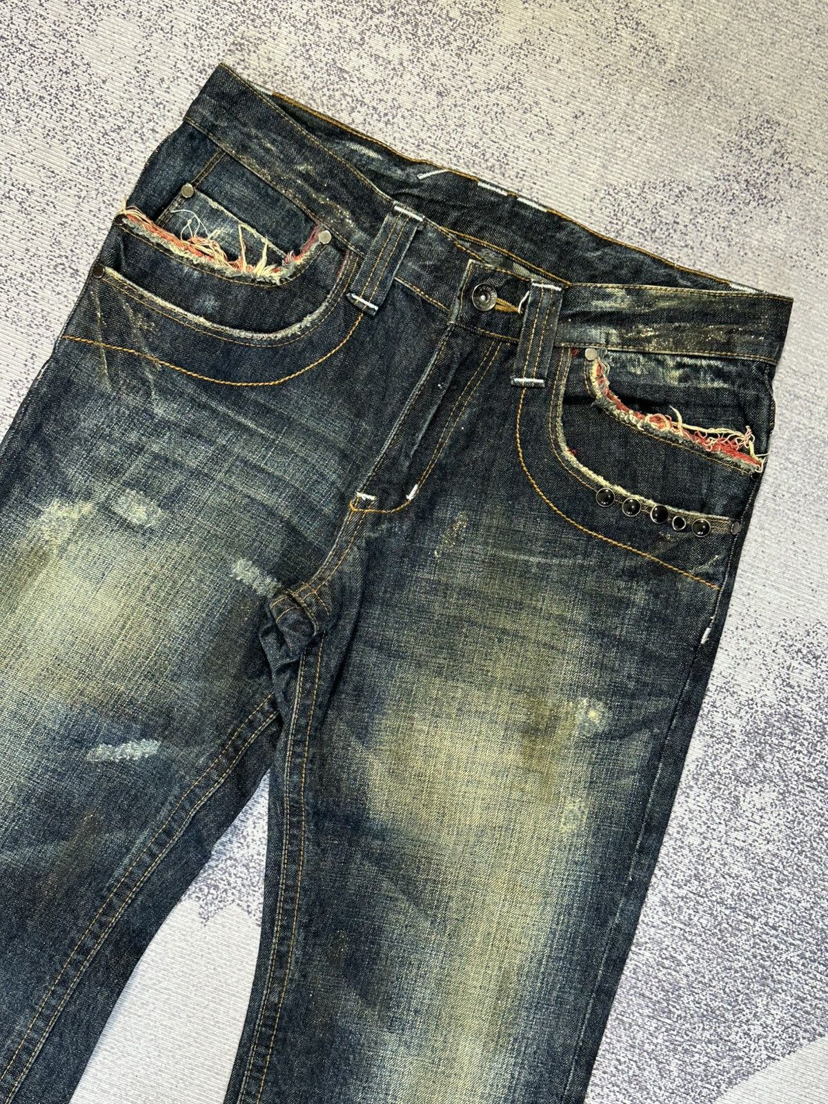 Hysteric Glamour × Undercover Flare Patchwork Semanticdesign Zipper Pocket Denim Pants Size US 31 - 3 Thumbnail